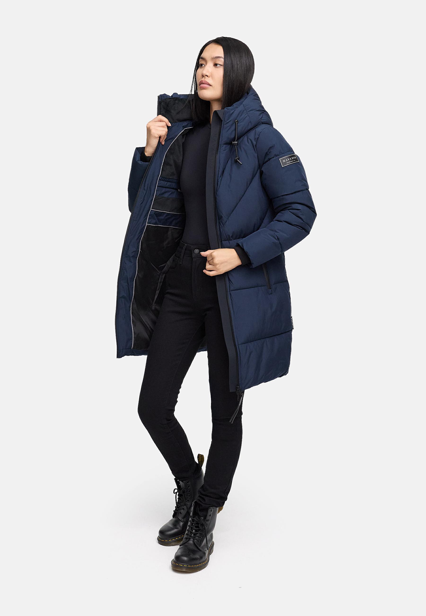 Warmer Steppmantel mit Fleece-gefüttertem Kragen "Kältekuschel XIV" Navy