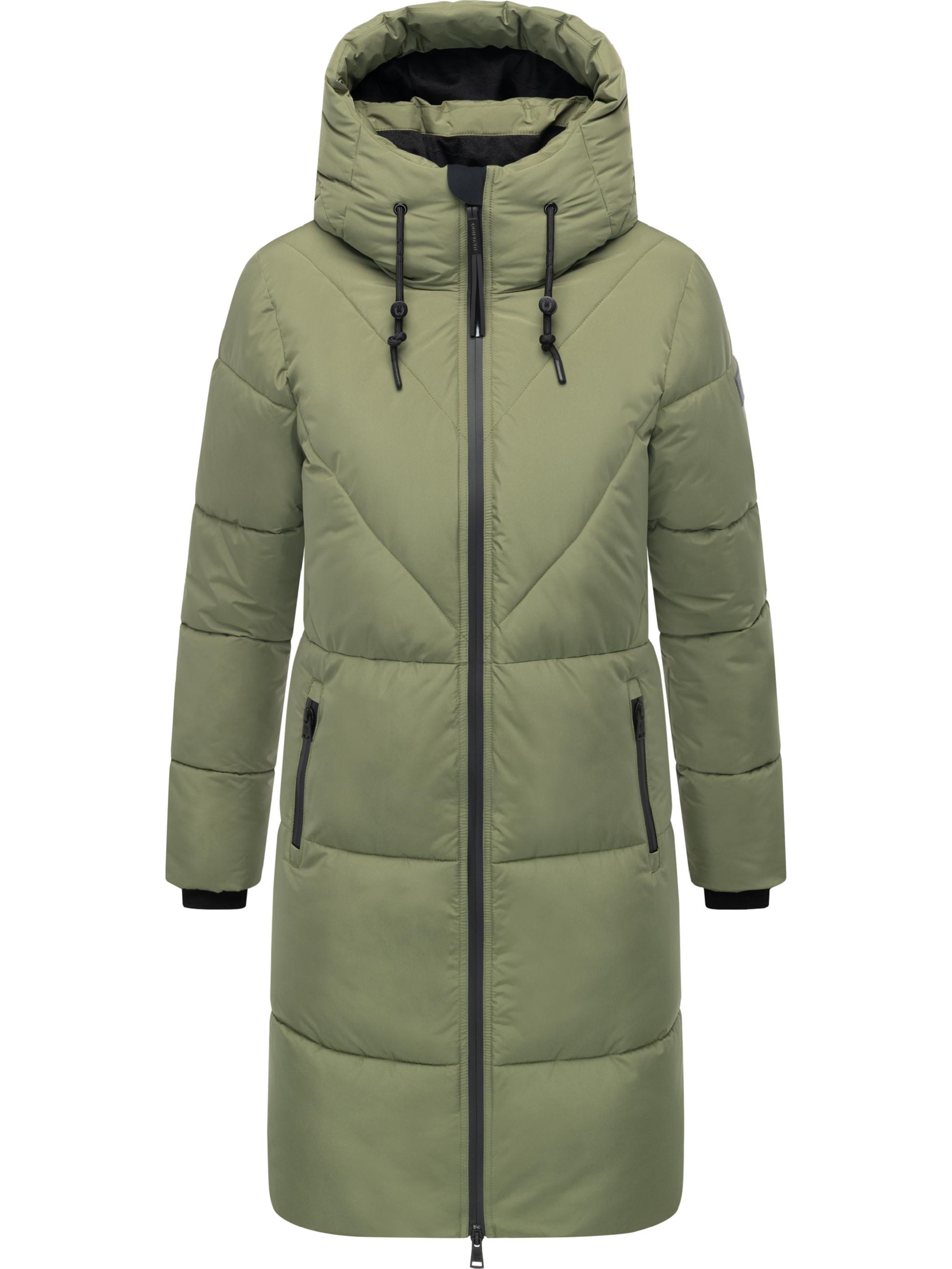 Warmer Steppmantel mit Fleece-gefüttertem Kragen "Kältekuschel XIV" Olive Leaf