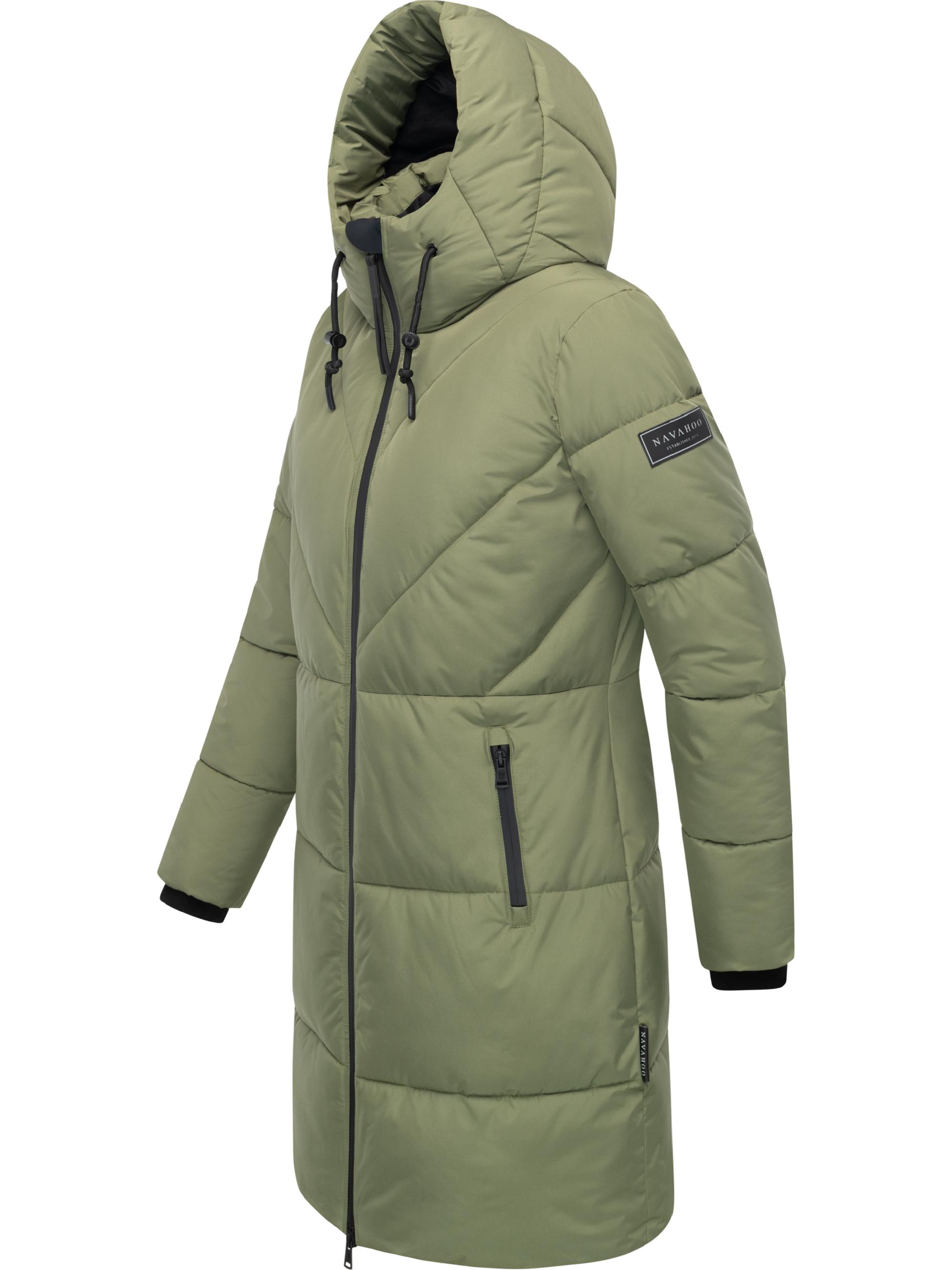 Warmer Steppmantel mit Fleece-gefüttertem Kragen "Kältekuschel XIV" Olive Leaf