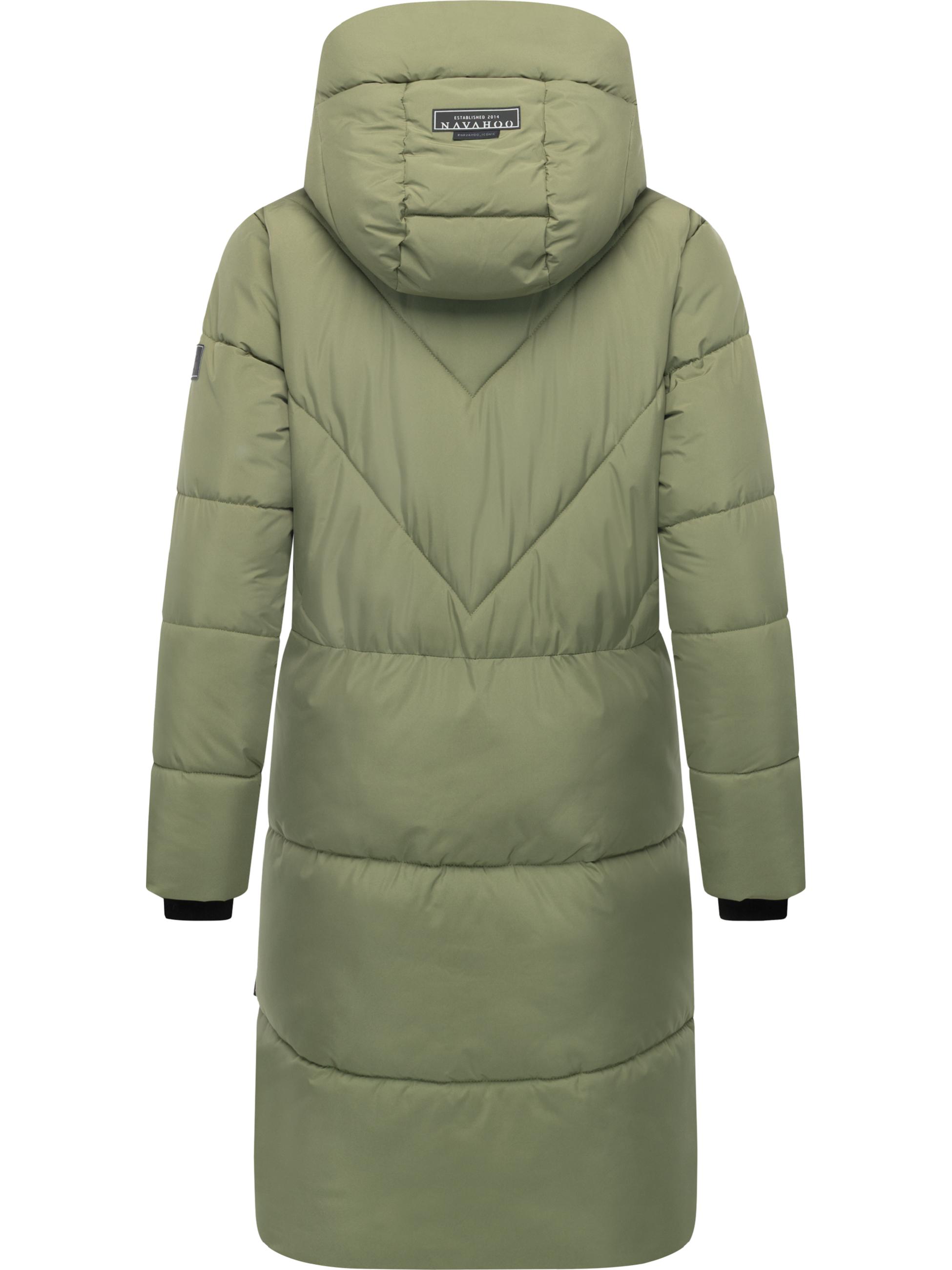 Warmer Steppmantel mit Fleece-gefüttertem Kragen "Kältekuschel XIV" Olive Leaf