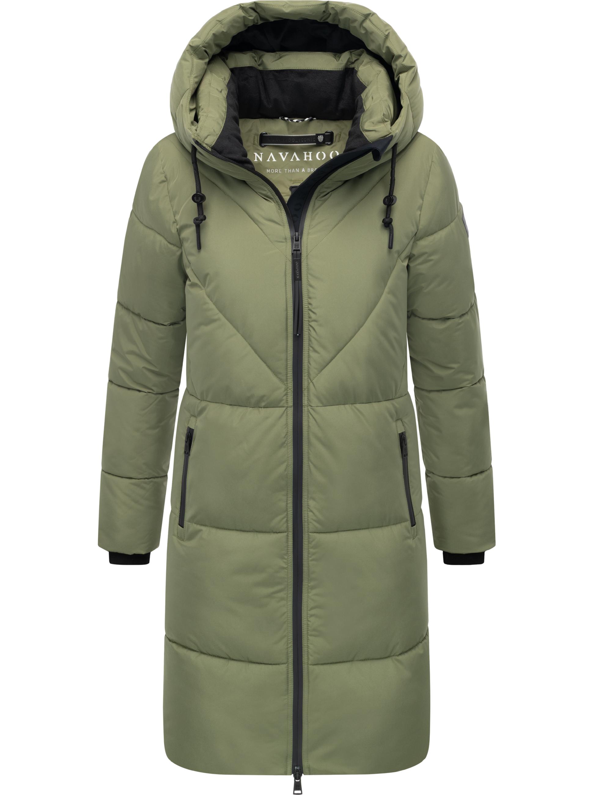 Warmer Steppmantel mit Fleece-gefüttertem Kragen "Kältekuschel XIV" Olive Leaf