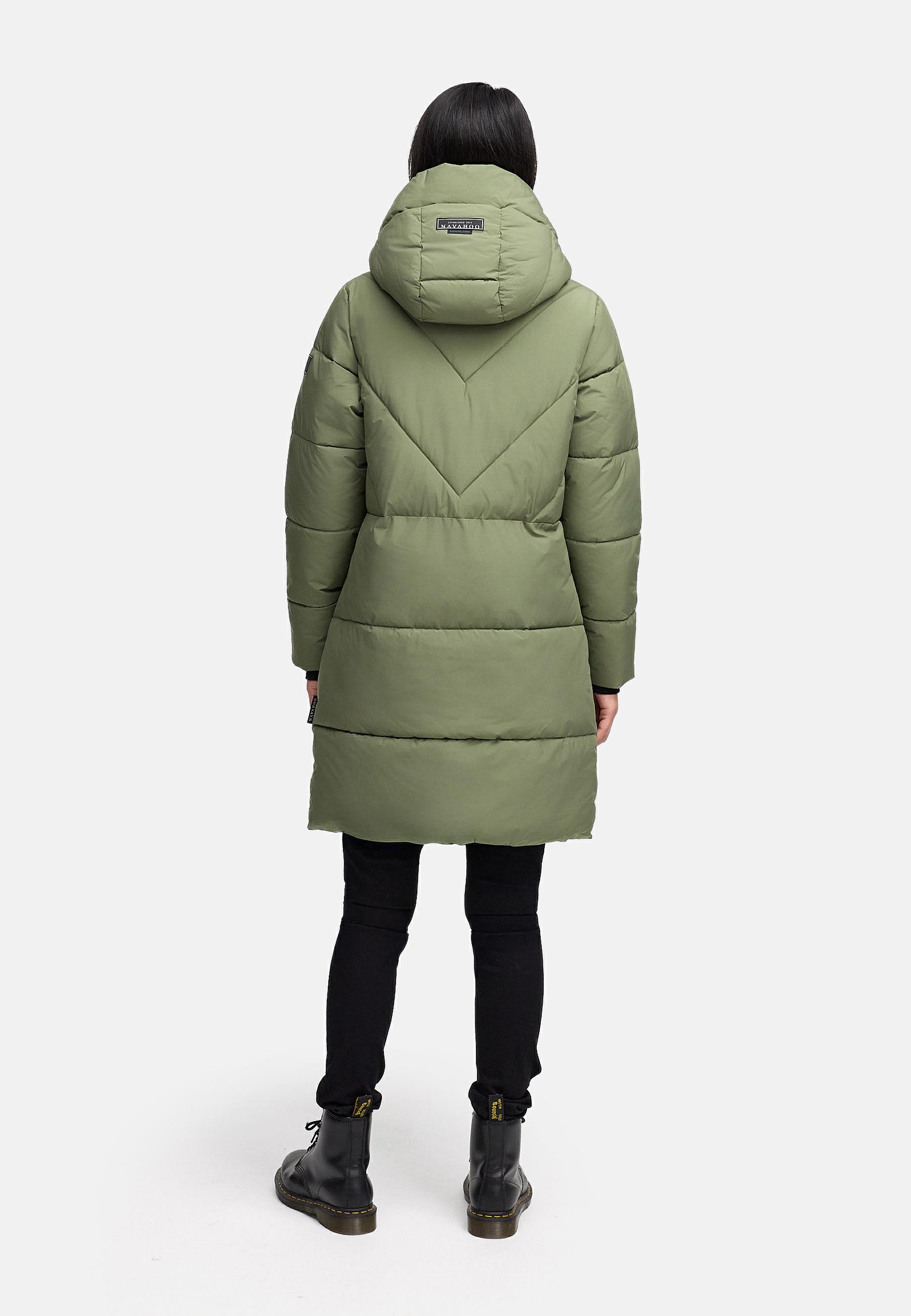 Warmer Steppmantel mit Fleece-gefüttertem Kragen "Kältekuschel XIV" Olive Leaf