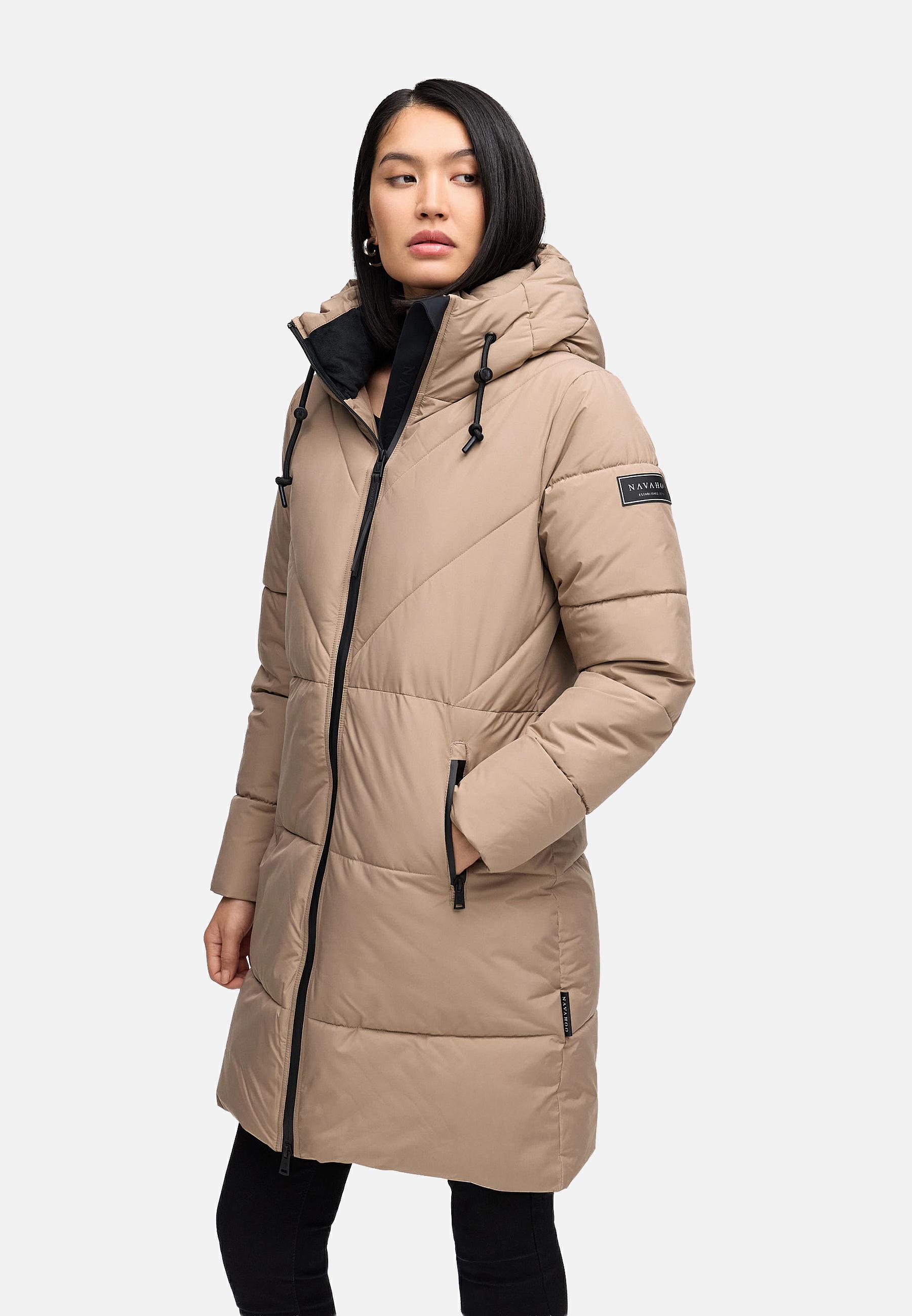 Warmer Steppmantel mit Fleece-gefüttertem Kragen "Kältekuschel XIV" Taupe Grey