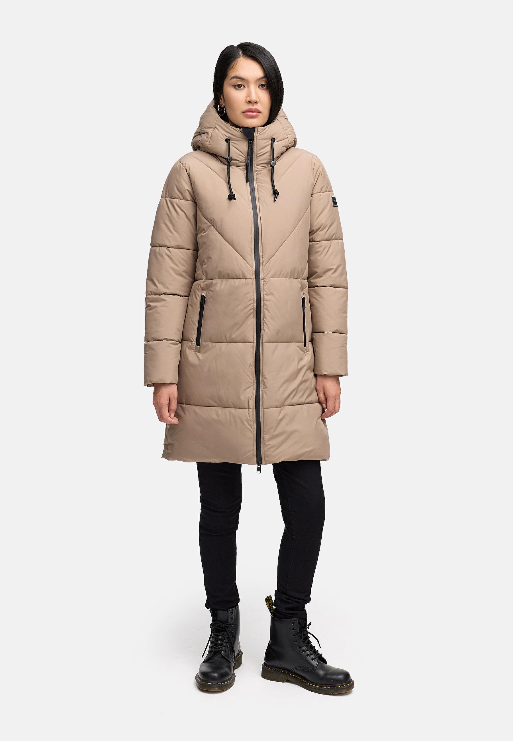 Warmer Steppmantel mit Fleece-gefüttertem Kragen "Kältekuschel XIV" Taupe Grey