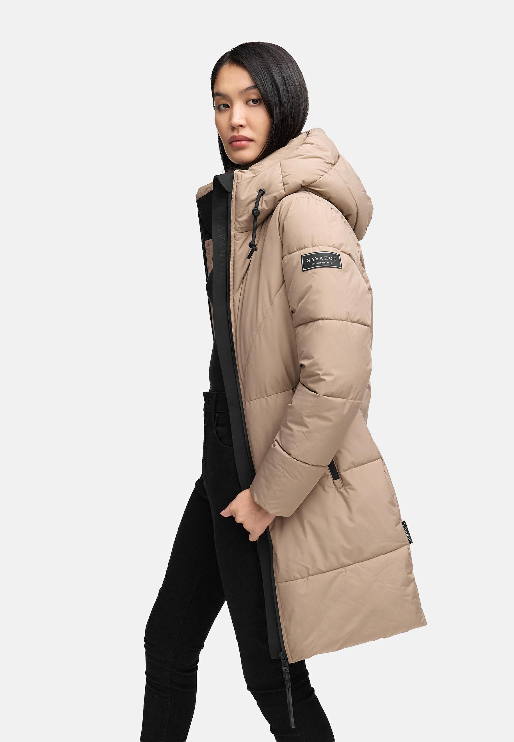 Warmer Steppmantel mit Fleece-gefüttertem Kragen "Kältekuschel XIV" Taupe Grey