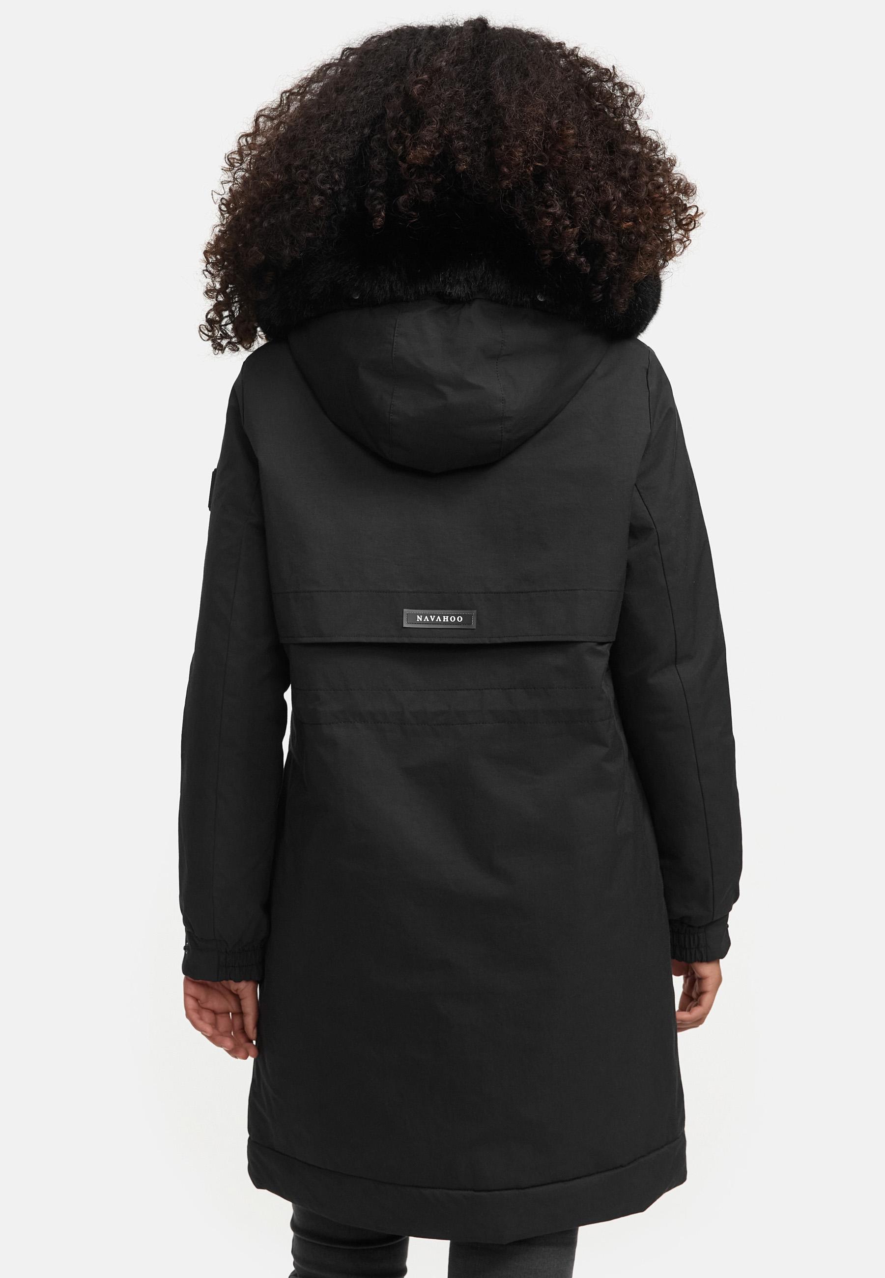 Winter Kurzmantel mit Kapuze und Kunstfell "Kaltwetterretter 14" Black