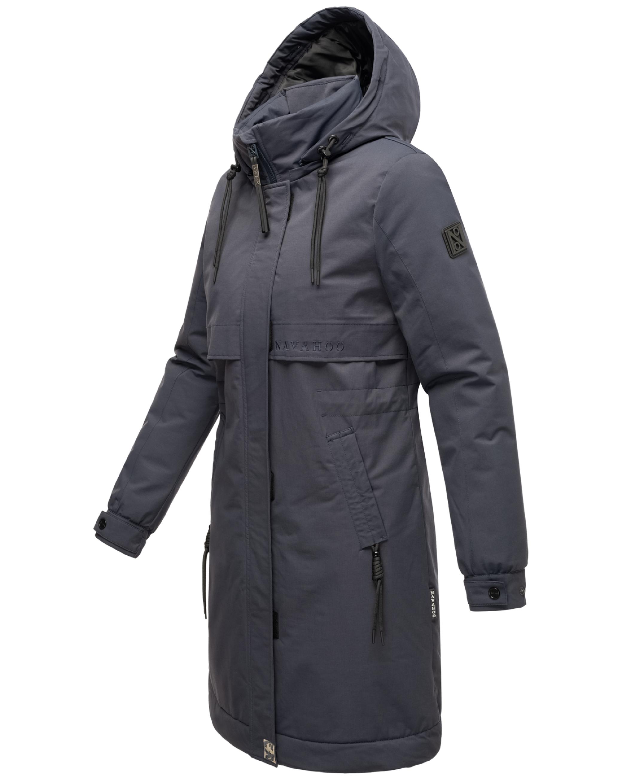 Winter Kurzmantel mit Kapuze und Kunstfell "Kaltwetterretter 14" Navy