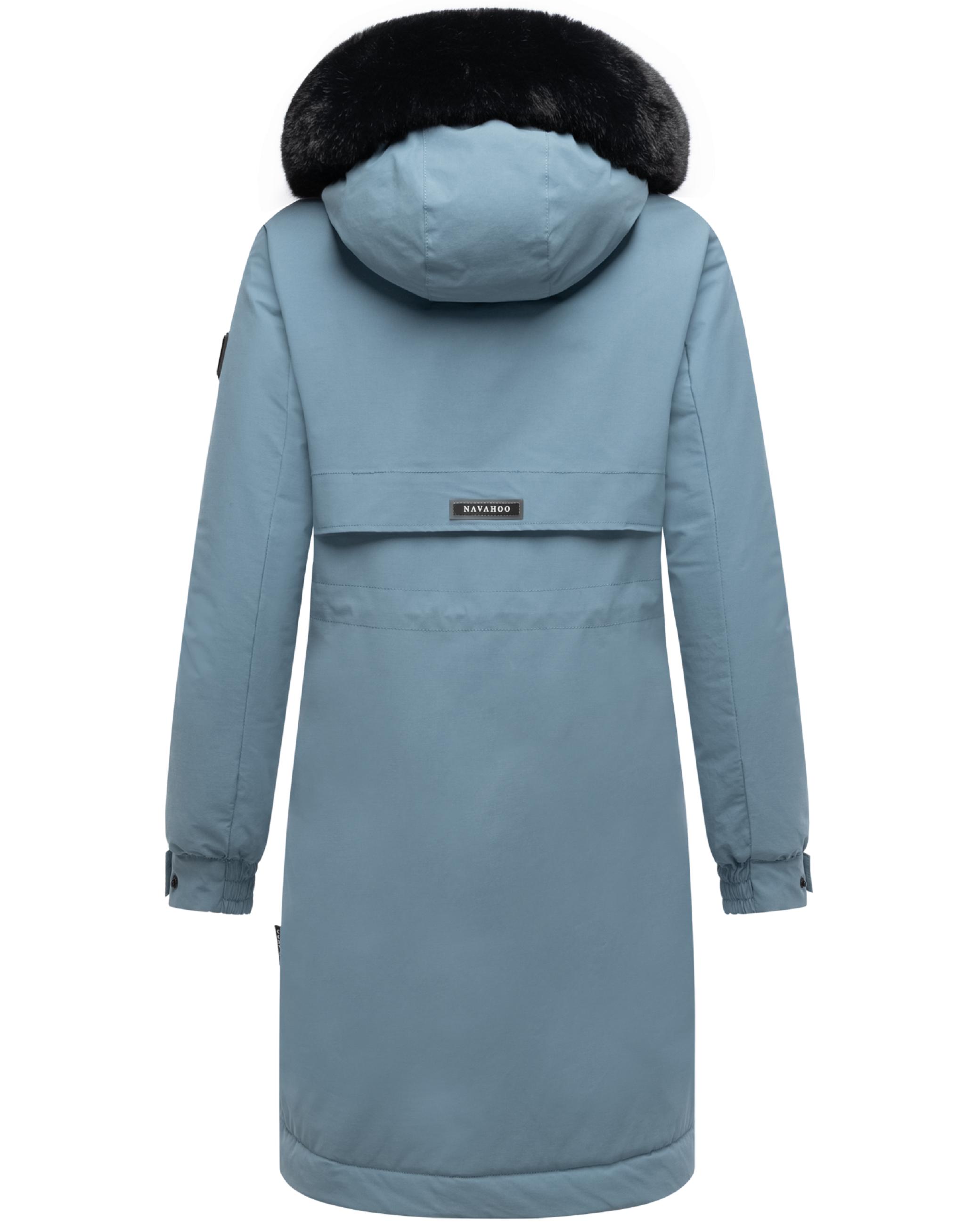 Winter Kurzmantel mit Kapuze und Kunstfell "Kaltwetterretter 14" Powder Blue