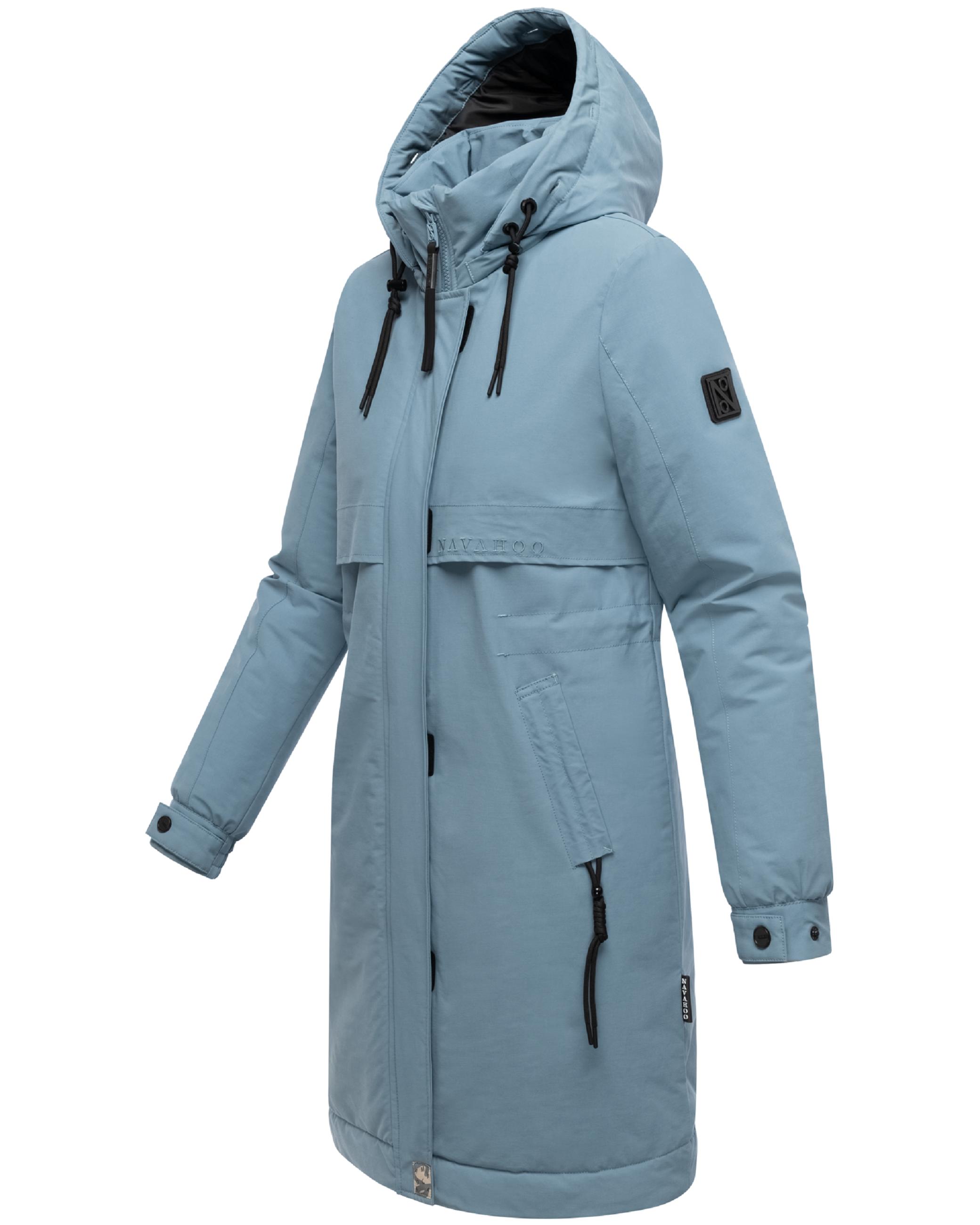 Winter Kurzmantel mit Kapuze und Kunstfell "Kaltwetterretter 14" Powder Blue