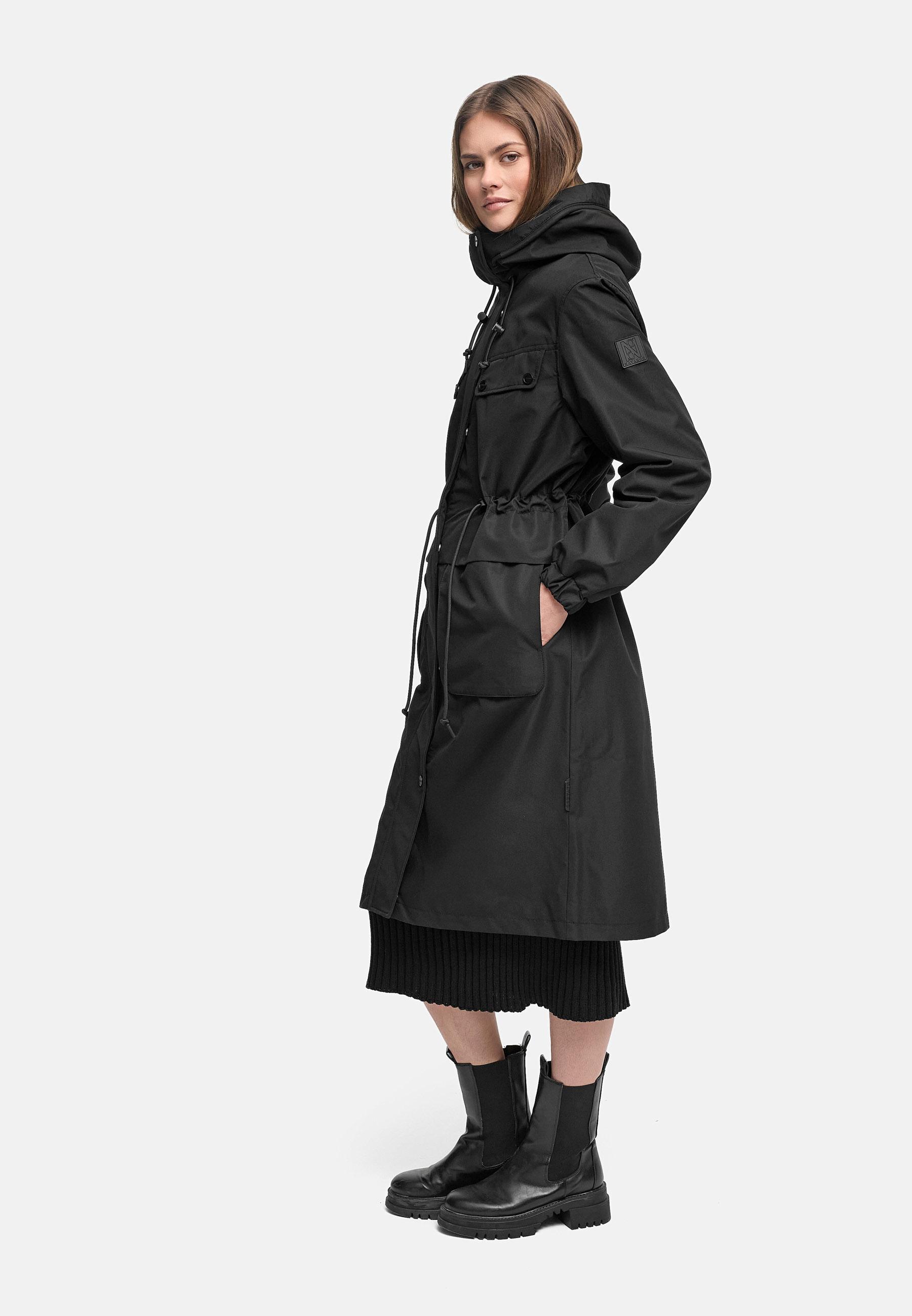 Leichter wasserdichter Oversize Übergangsmantel "Kirschwind 14" Black