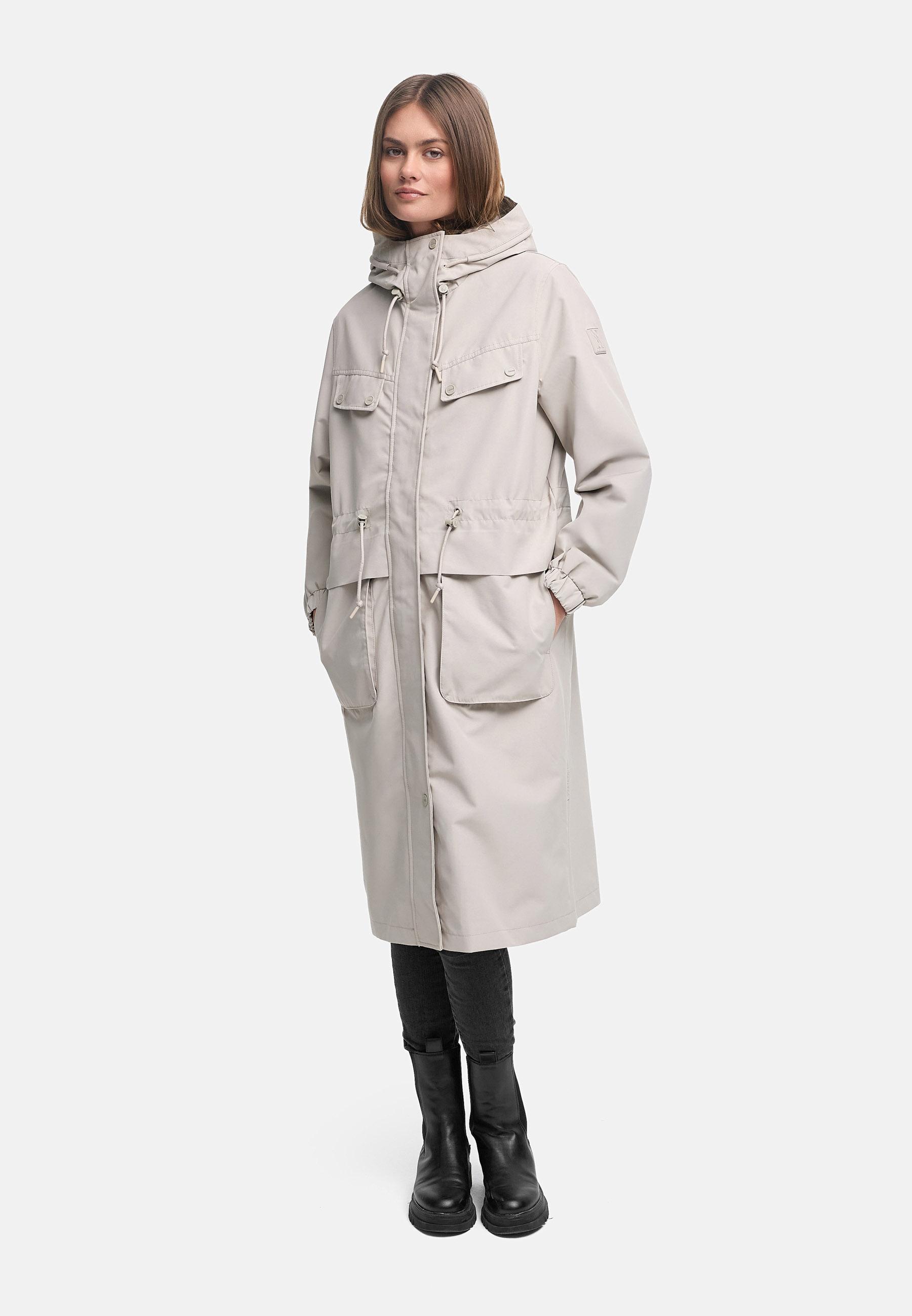 Leichter wasserdichter Oversize Übergangsmantel "Kirschwind 14" Bone