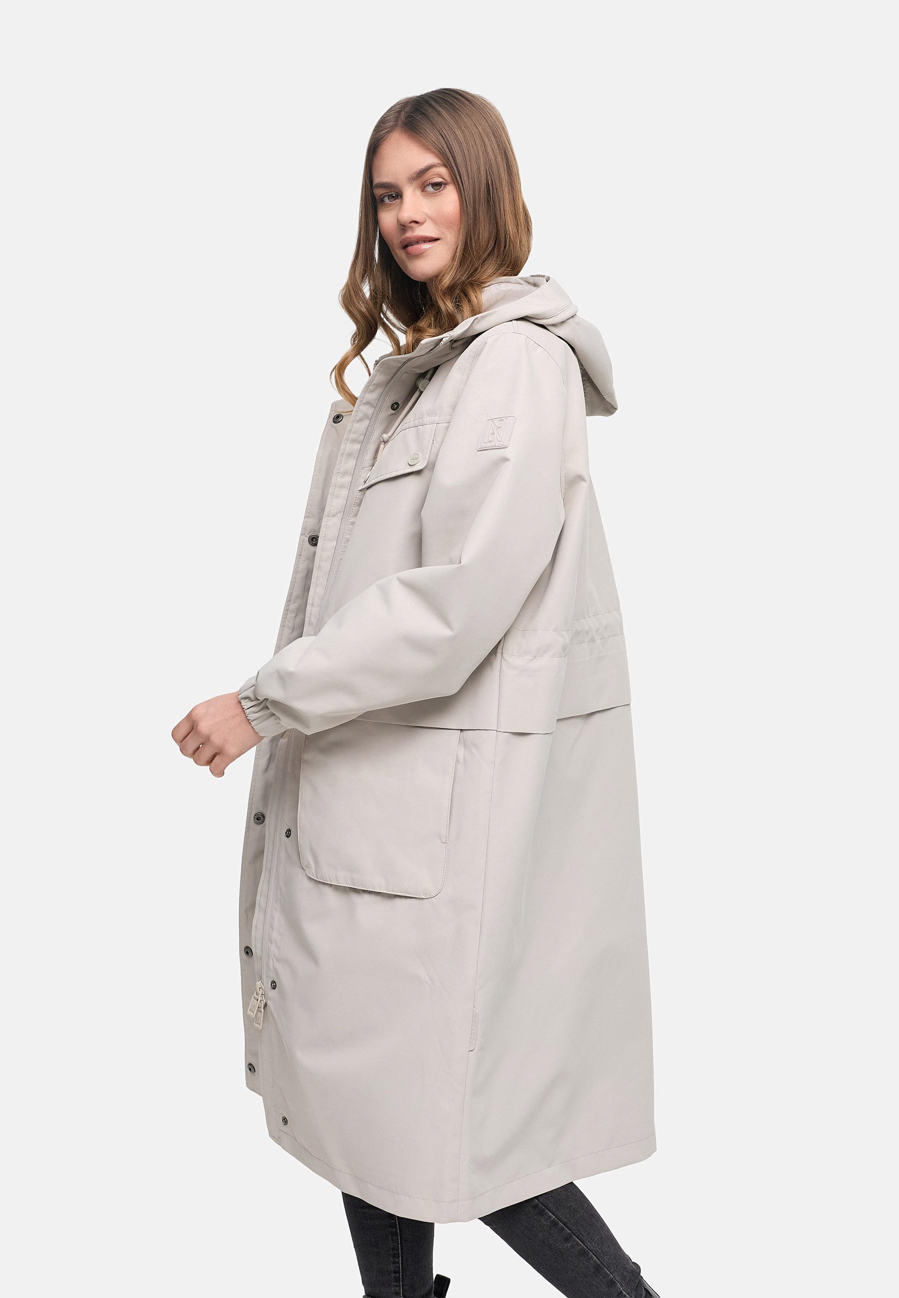 Leichter wasserdichter Oversize Übergangsmantel "Kirschwind 14" Bone