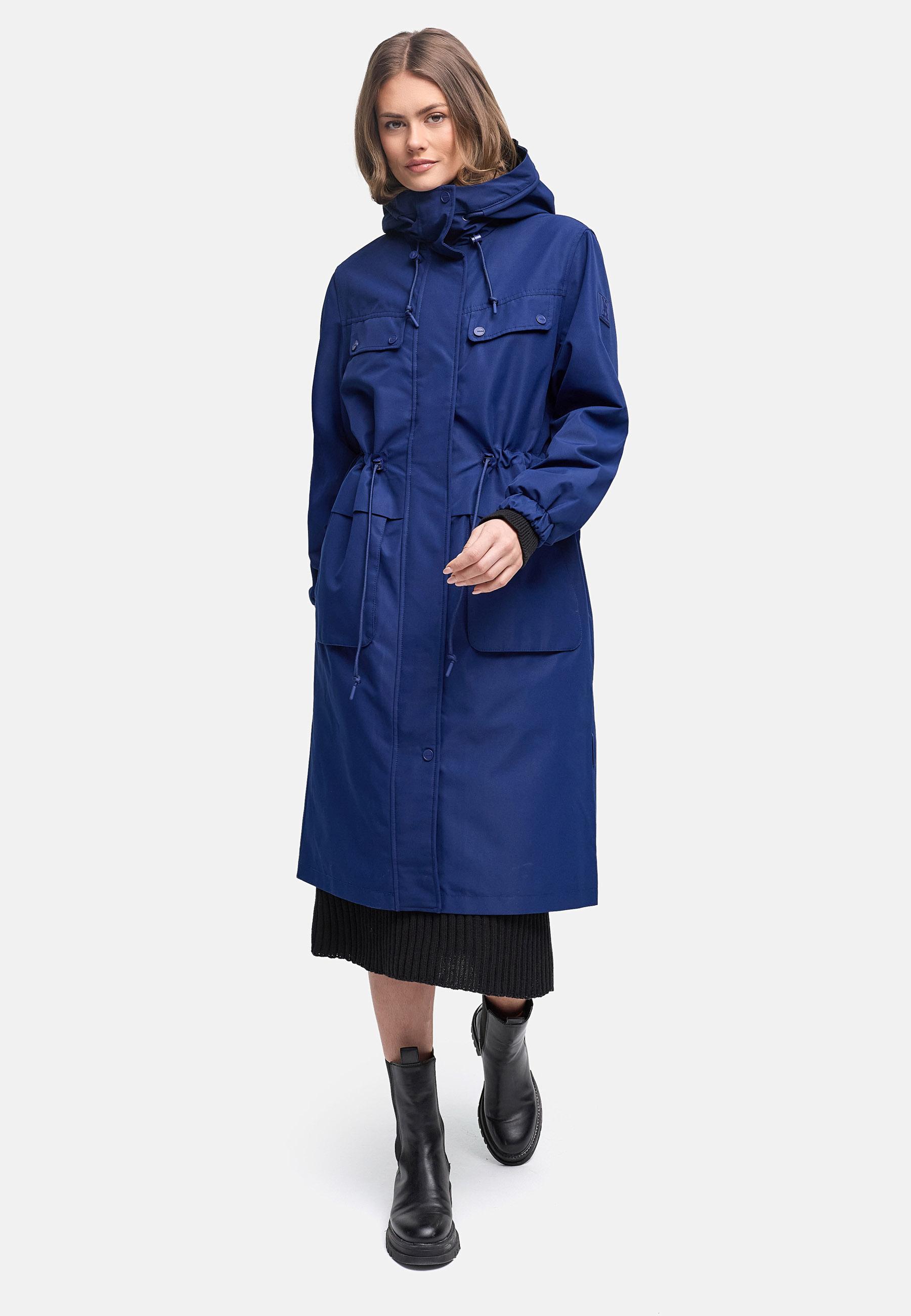 Leichter wasserdichter Oversize Übergangsmantel "Kirschwind 14" Navy