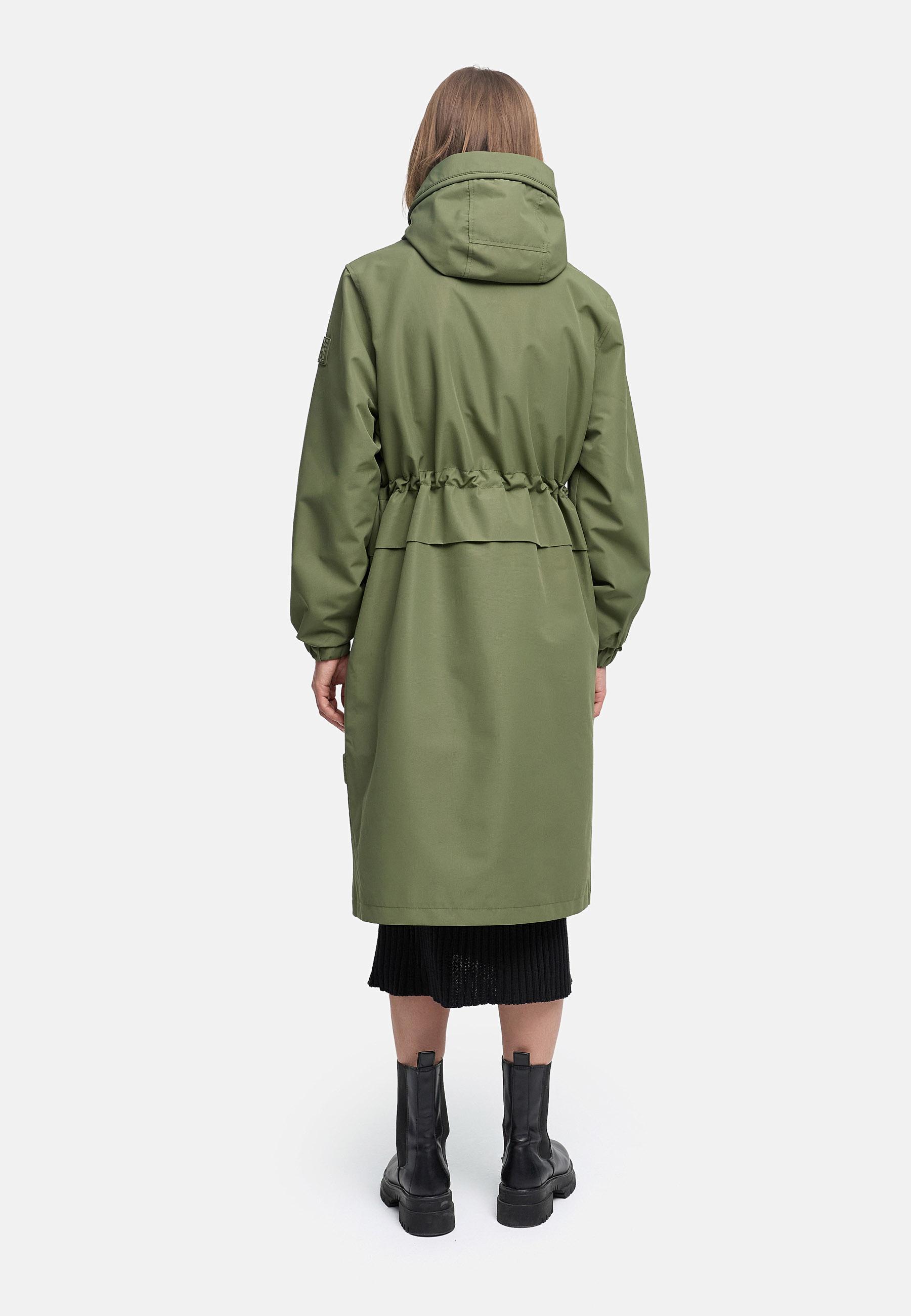 Leichter wasserdichter Oversize Übergangsmantel "Kirschwind 14" Olive Leaf
