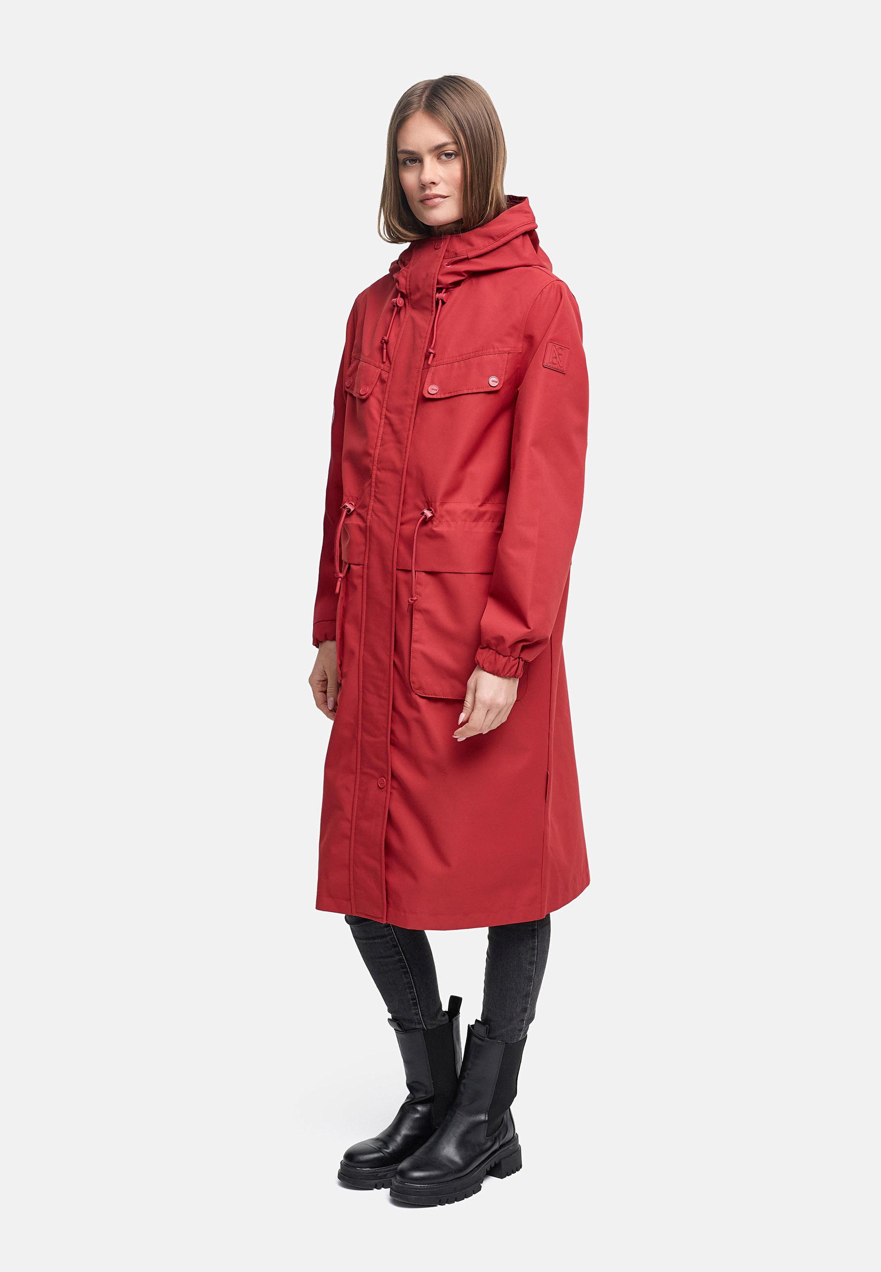Leichter wasserdichter Oversize Übergangsmantel "Kirschwind 14" Velvet Red