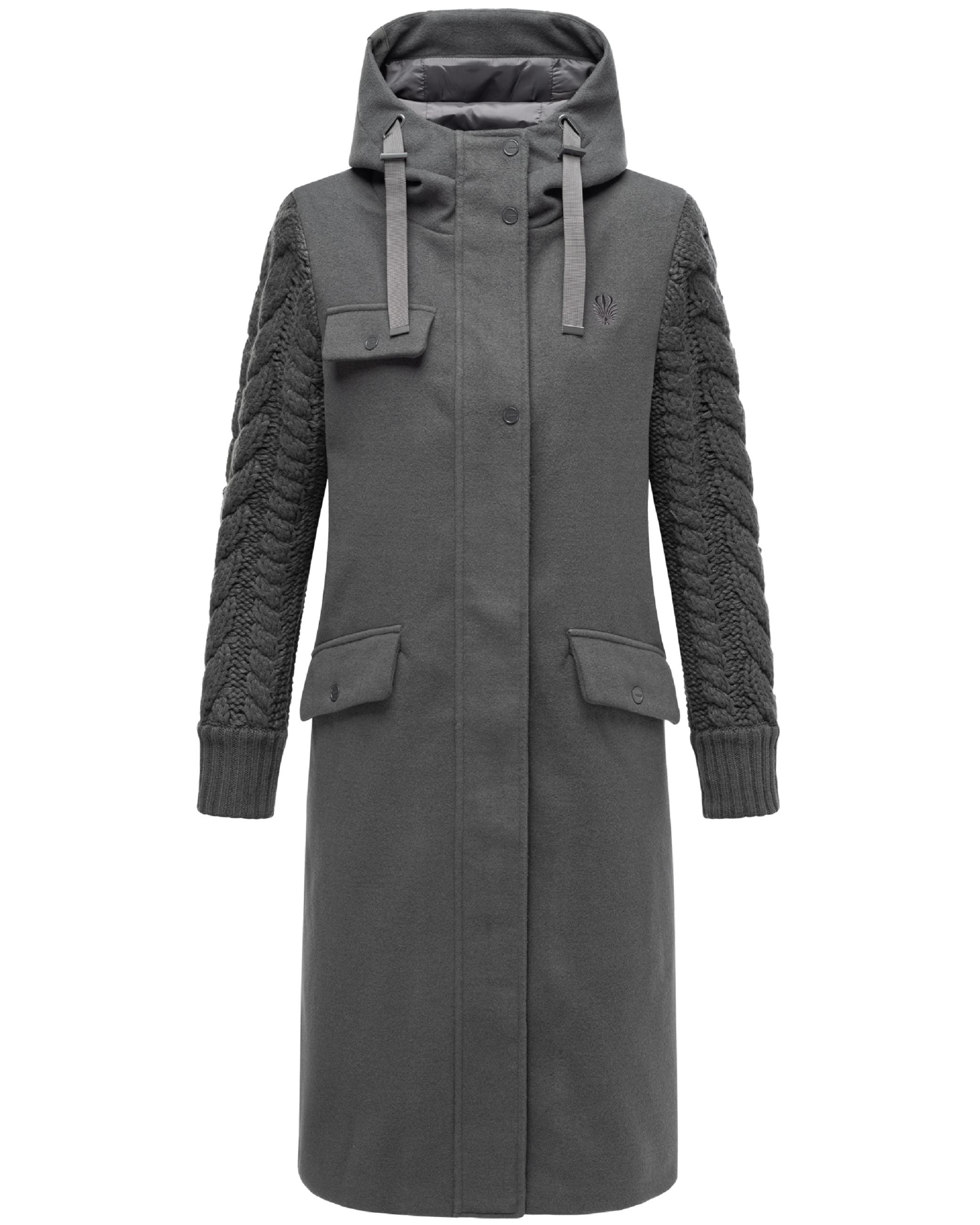 Trenchcoat in Woll-Optik mit Strick-Ärmel "Knit Babe 14" Anthracite