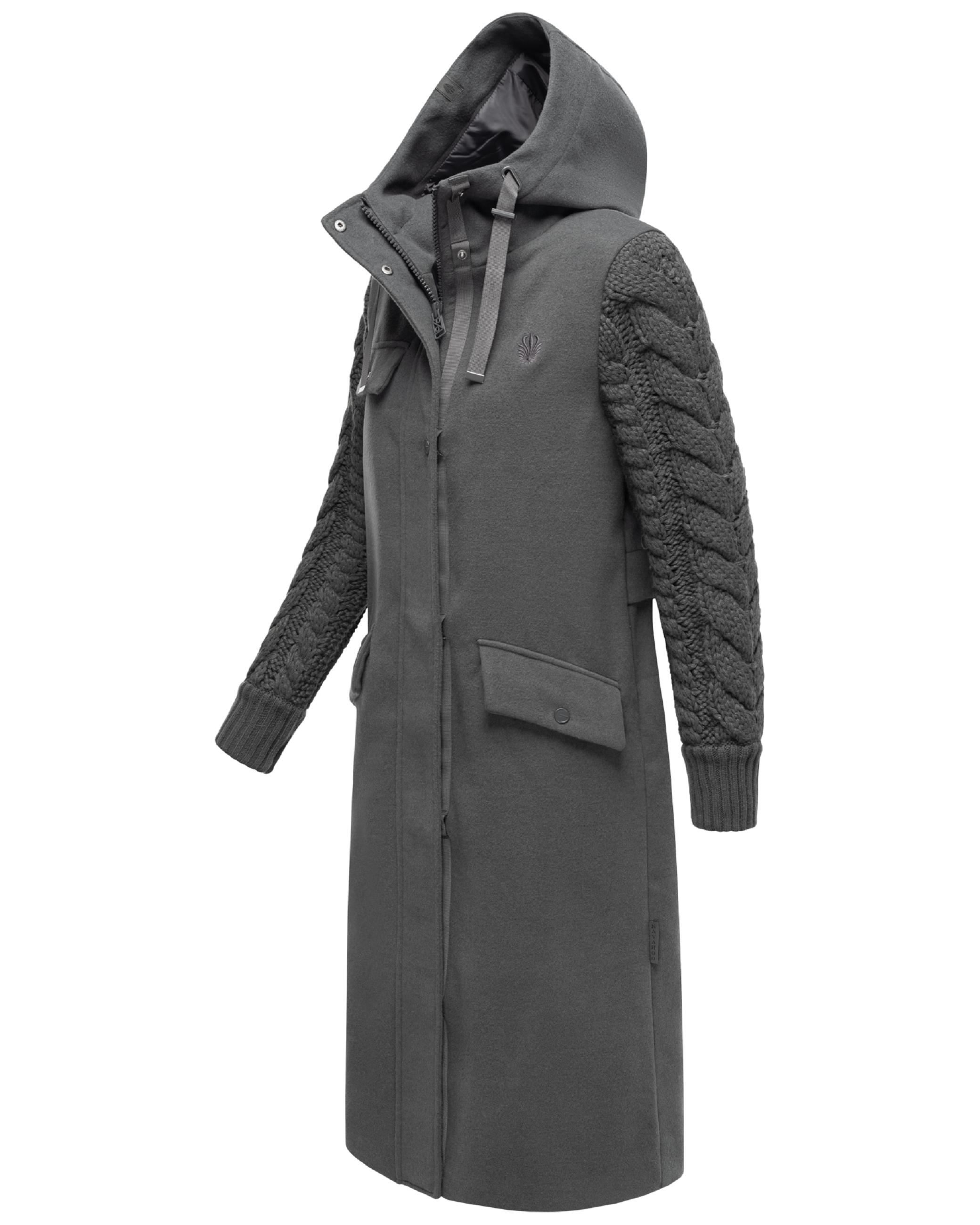 Trenchcoat in Woll-Optik mit Strick-Ärmel "Knit Babe 14" Anthracite