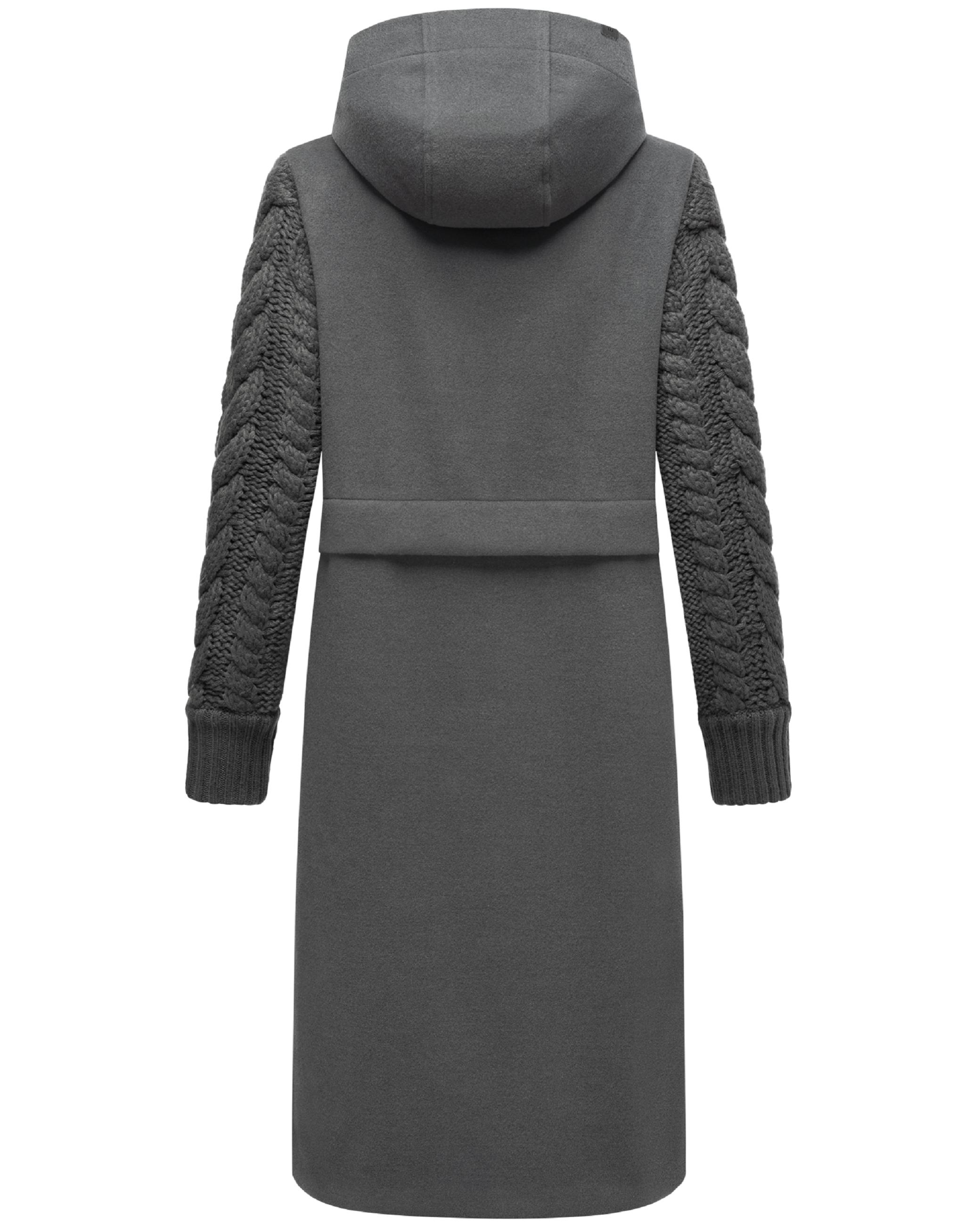 Trenchcoat in Woll-Optik mit Strick-Ärmel "Knit Babe 14" Anthracite