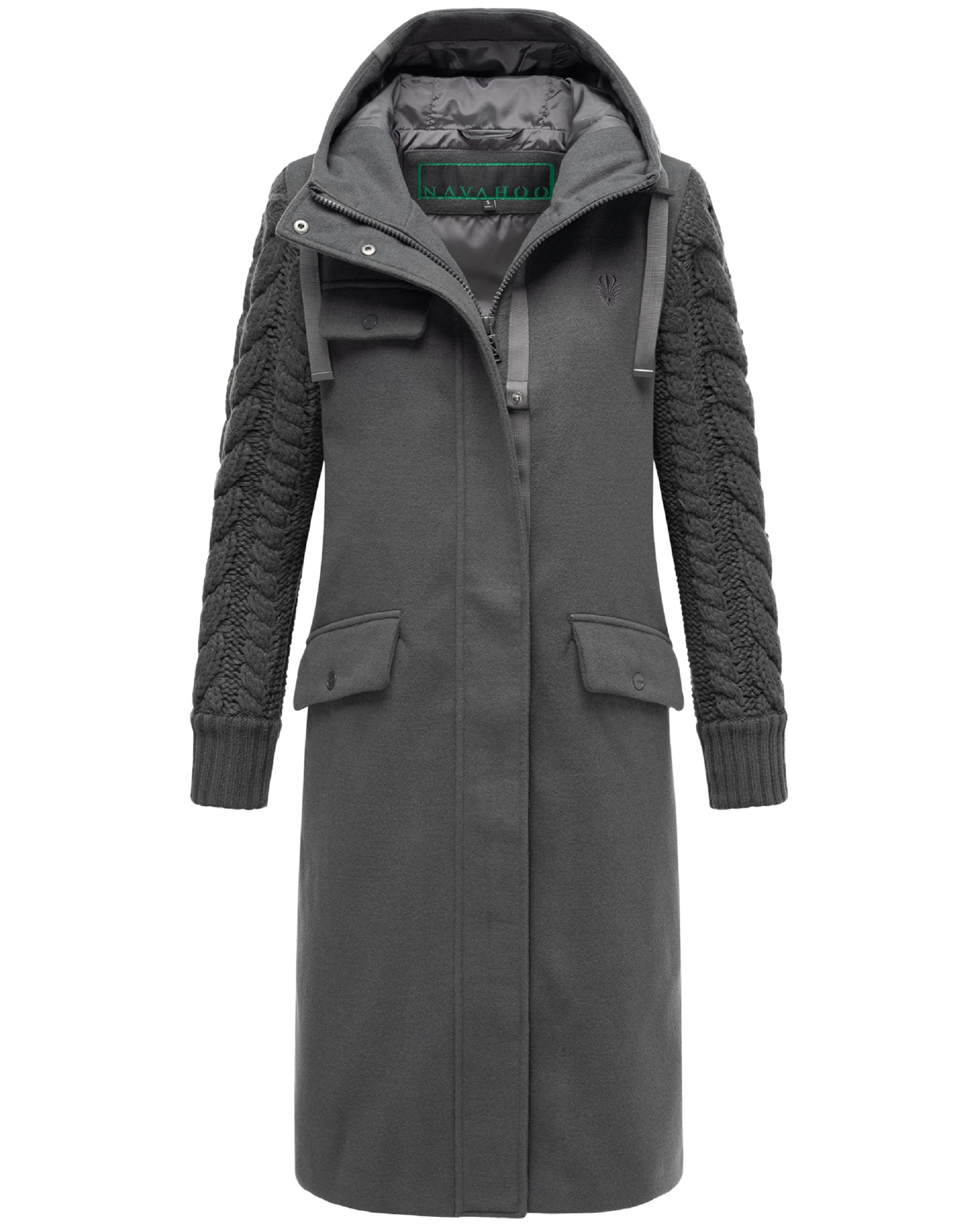 Trenchcoat in Woll-Optik mit Strick-Ärmel "Knit Babe 14" Anthracite