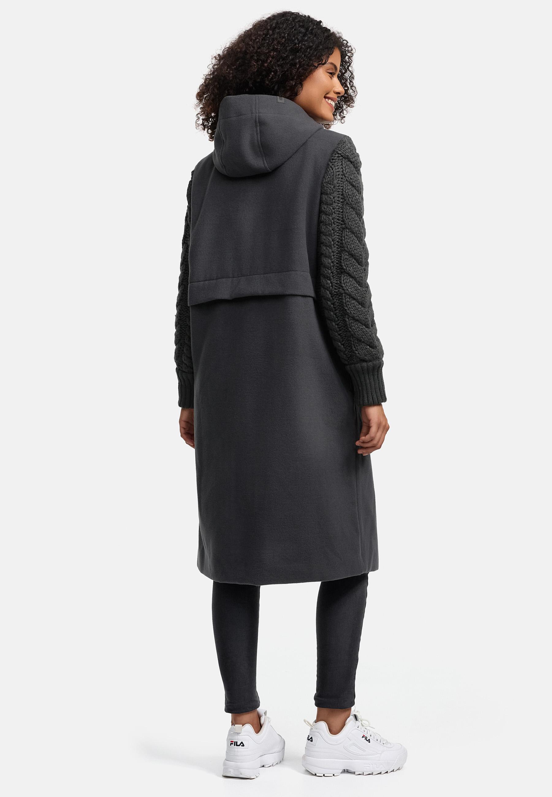 Trenchcoat in Woll-Optik mit Strick-Ärmel "Knit Babe 14" Anthracite