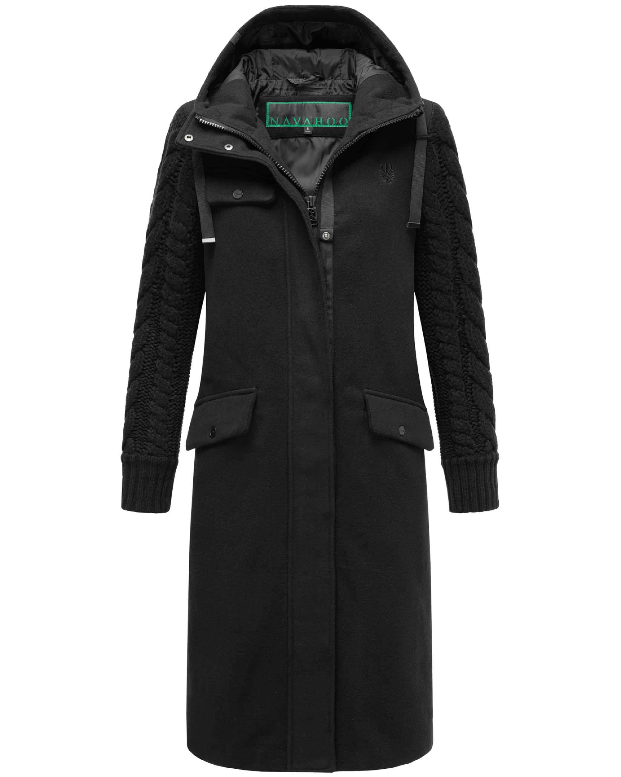 Trenchcoat in Woll-Optik mit Strick-Ärmel "Knit Babe 14" Black