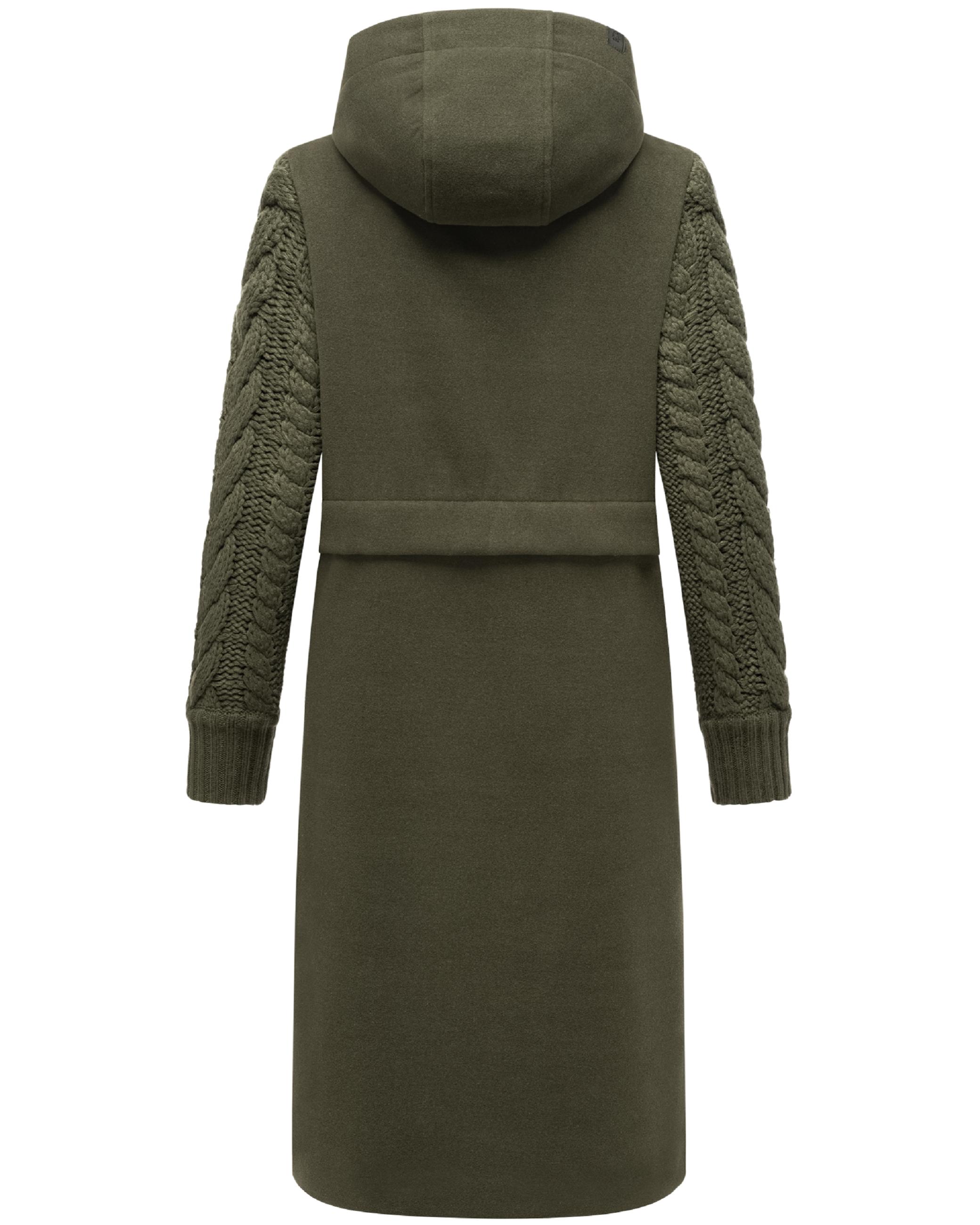 Trenchcoat in Woll-Optik mit Strick-Ärmel "Knit Babe 14" Dark Olive