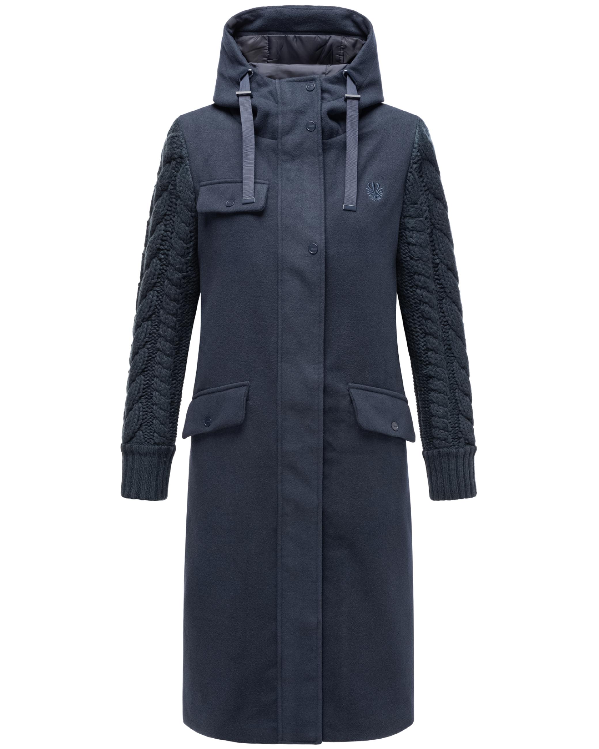 Trenchcoat in Woll-Optik mit Strick-Ärmel "Knit Babe 14" Navy