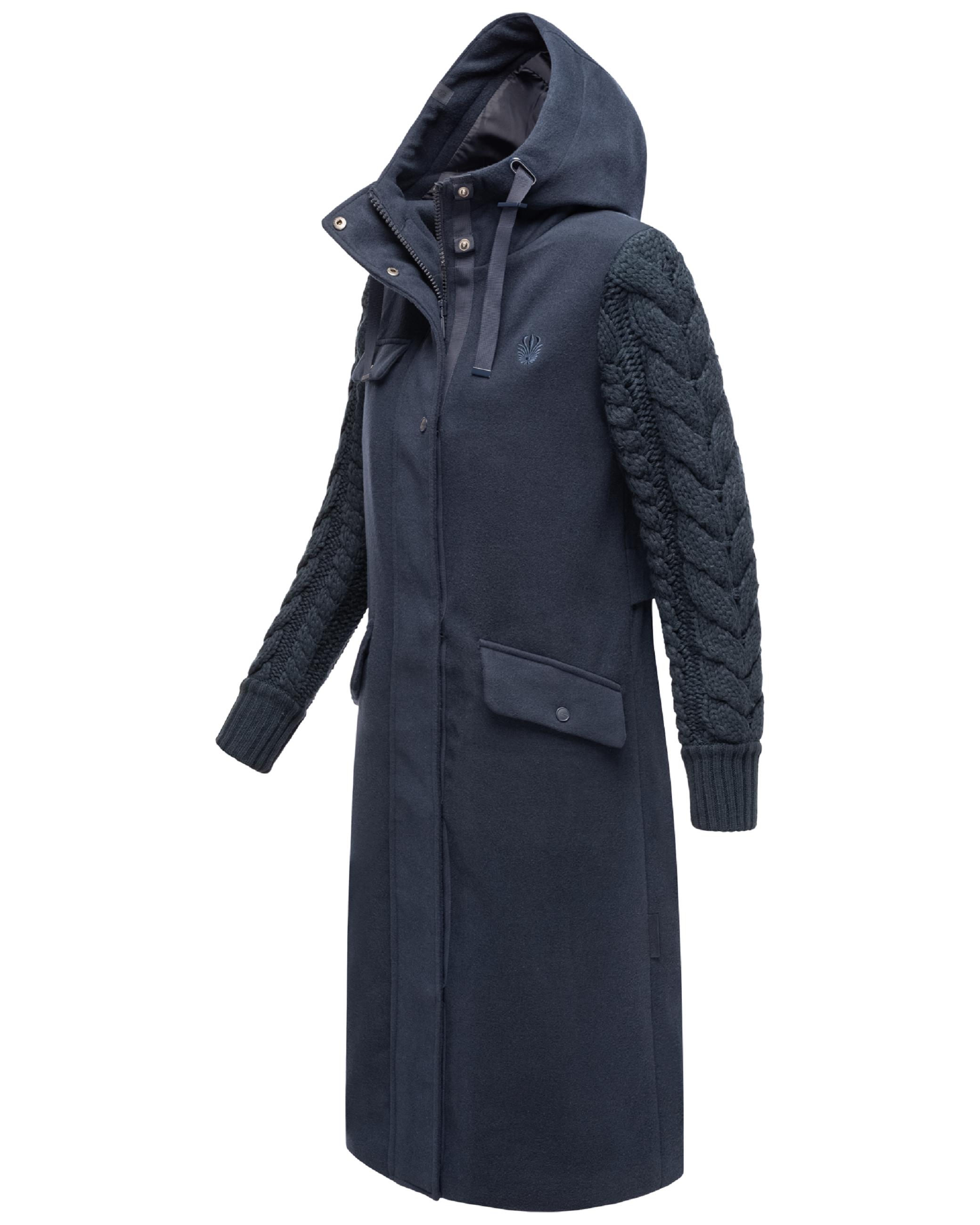 Trenchcoat in Woll-Optik mit Strick-Ärmel "Knit Babe 14" Navy