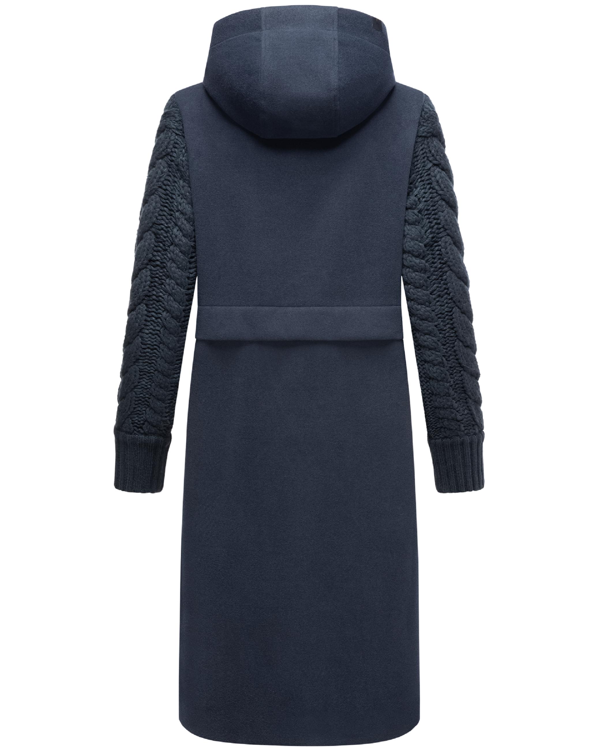 Trenchcoat in Woll-Optik mit Strick-Ärmel "Knit Babe 14" Navy