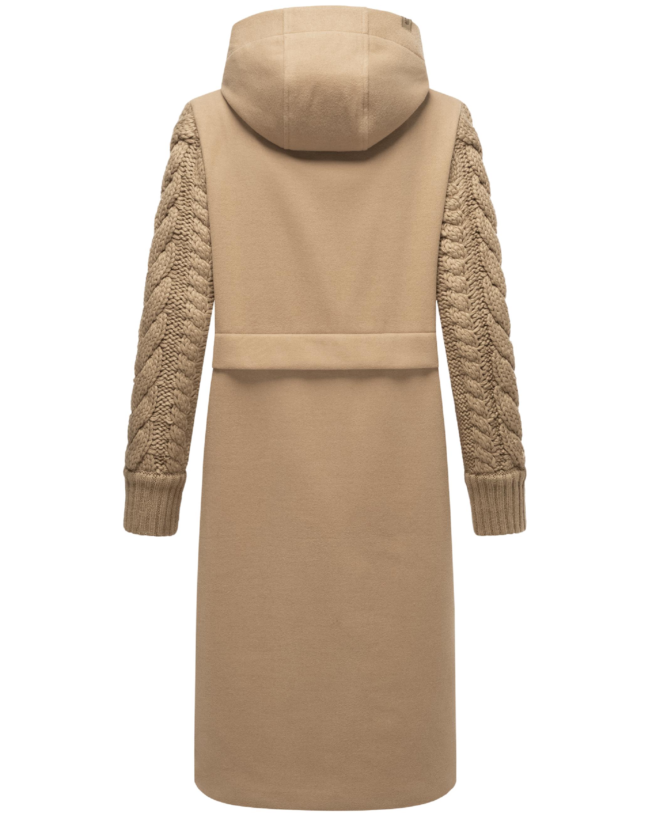 Trenchcoat in Woll-Optik mit Strick-Ärmel "Knit Babe 14" Sand Beige