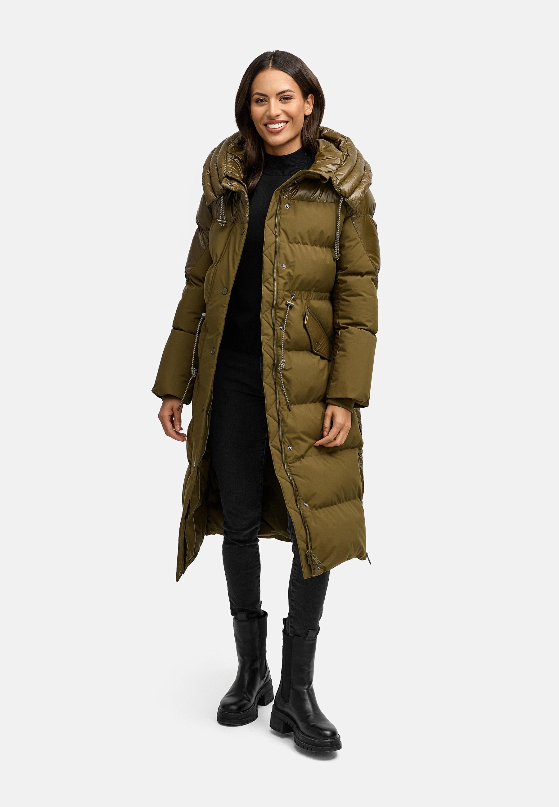 Warmer Steppmantel "Knusperherz 14" Khaki