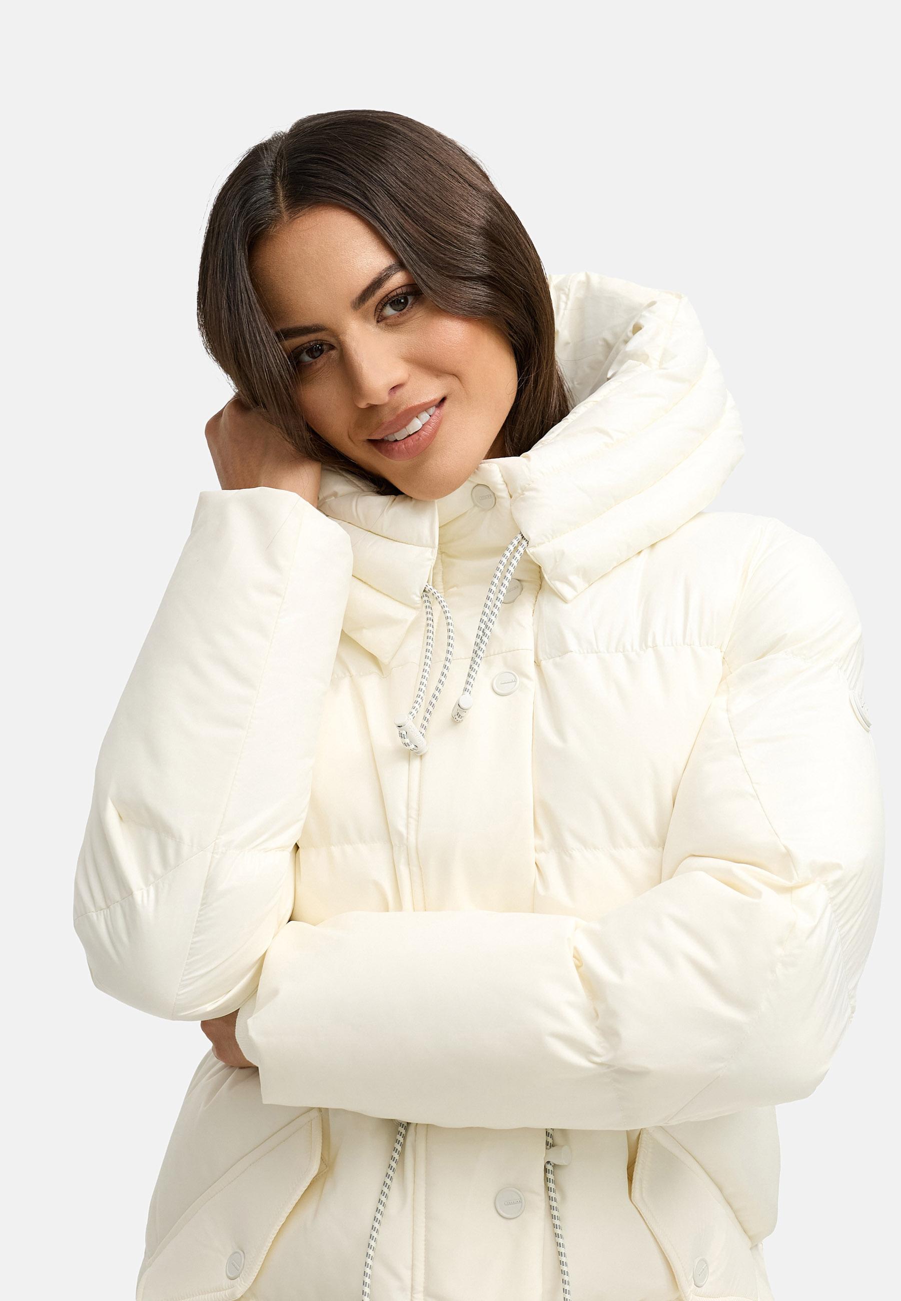 Warmer Steppmantel "Knusperherz 14" Offwhite