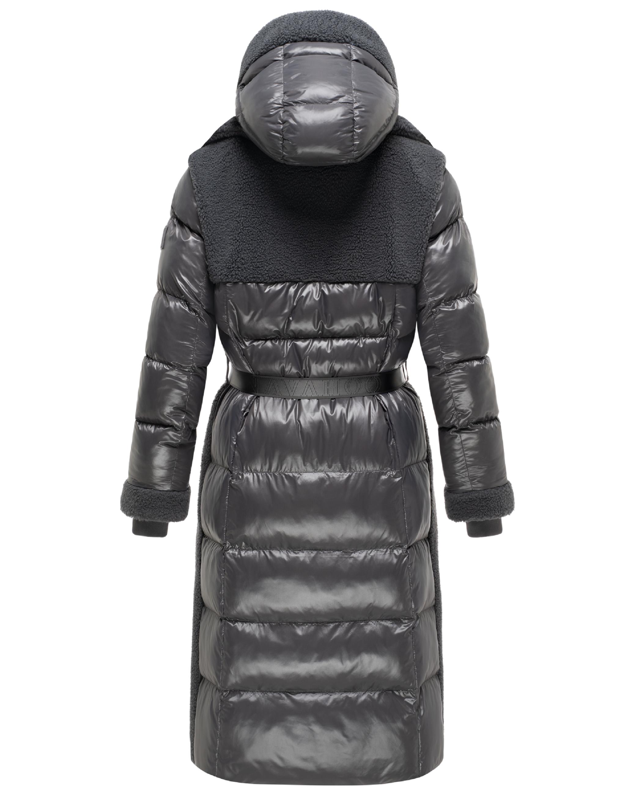 Warmer Materialmix-Mantel Plüschmantel "Kuscheltraum 14" Anthracite