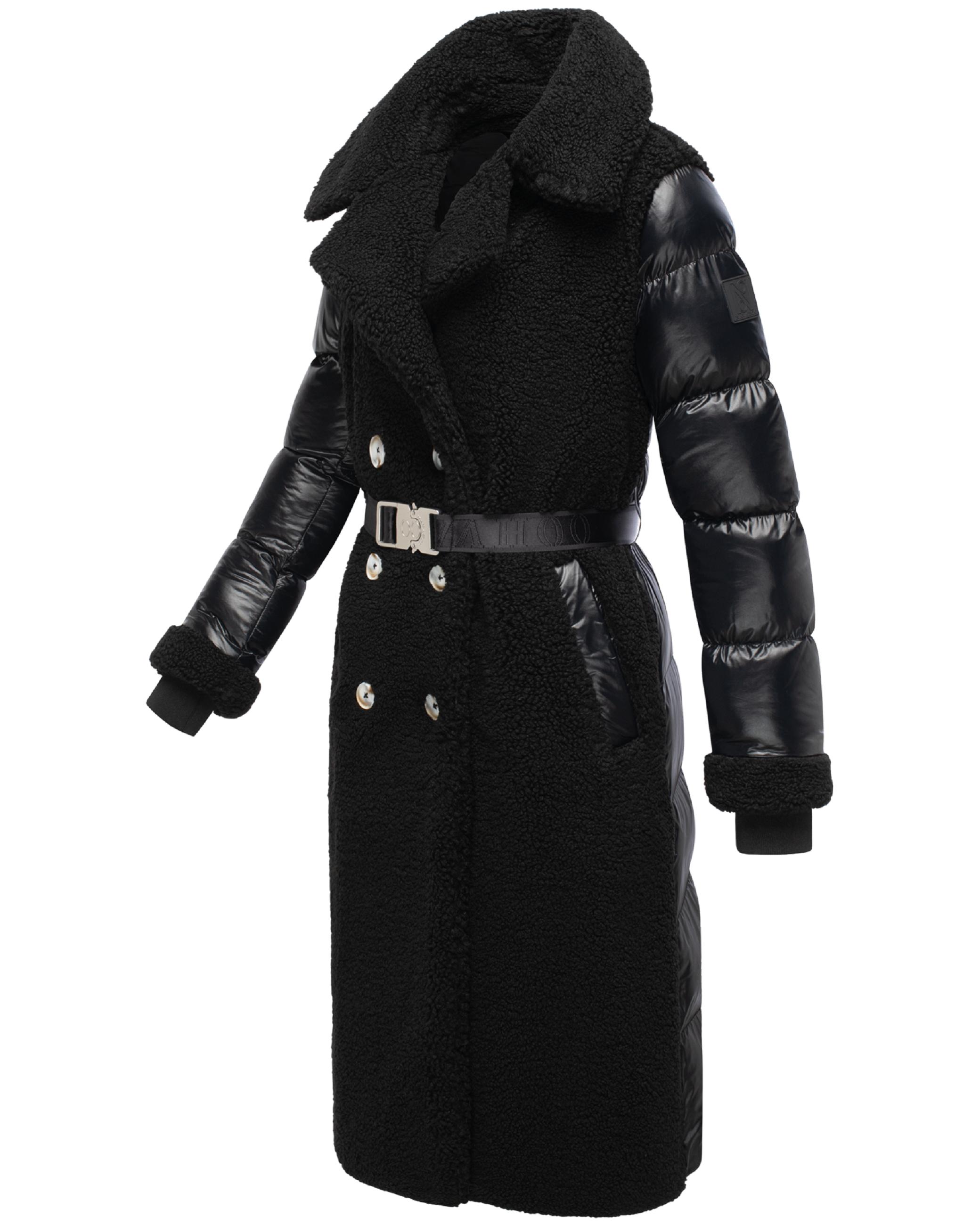 Warmer Materialmix-Mantel Plüschmantel "Kuscheltraum 14" Black