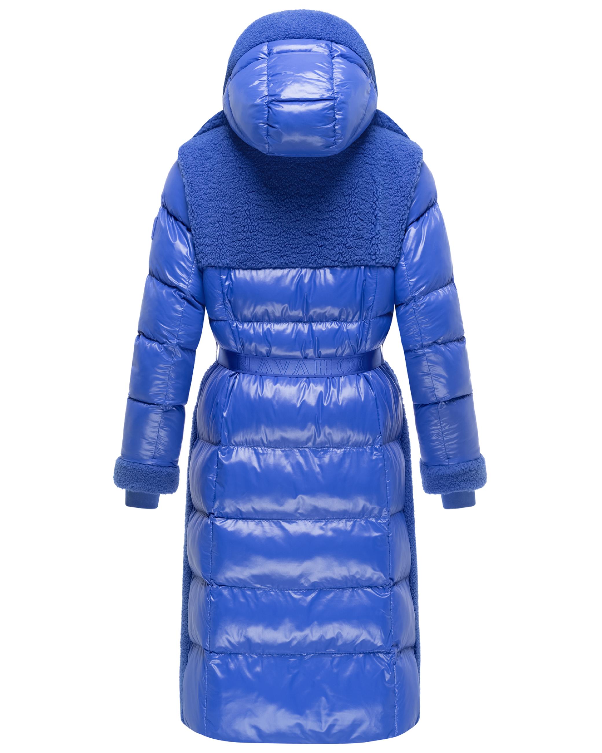 Warmer Materialmix-Mantel Plüschmantel "Kuscheltraum 14" Galaxy Blue
