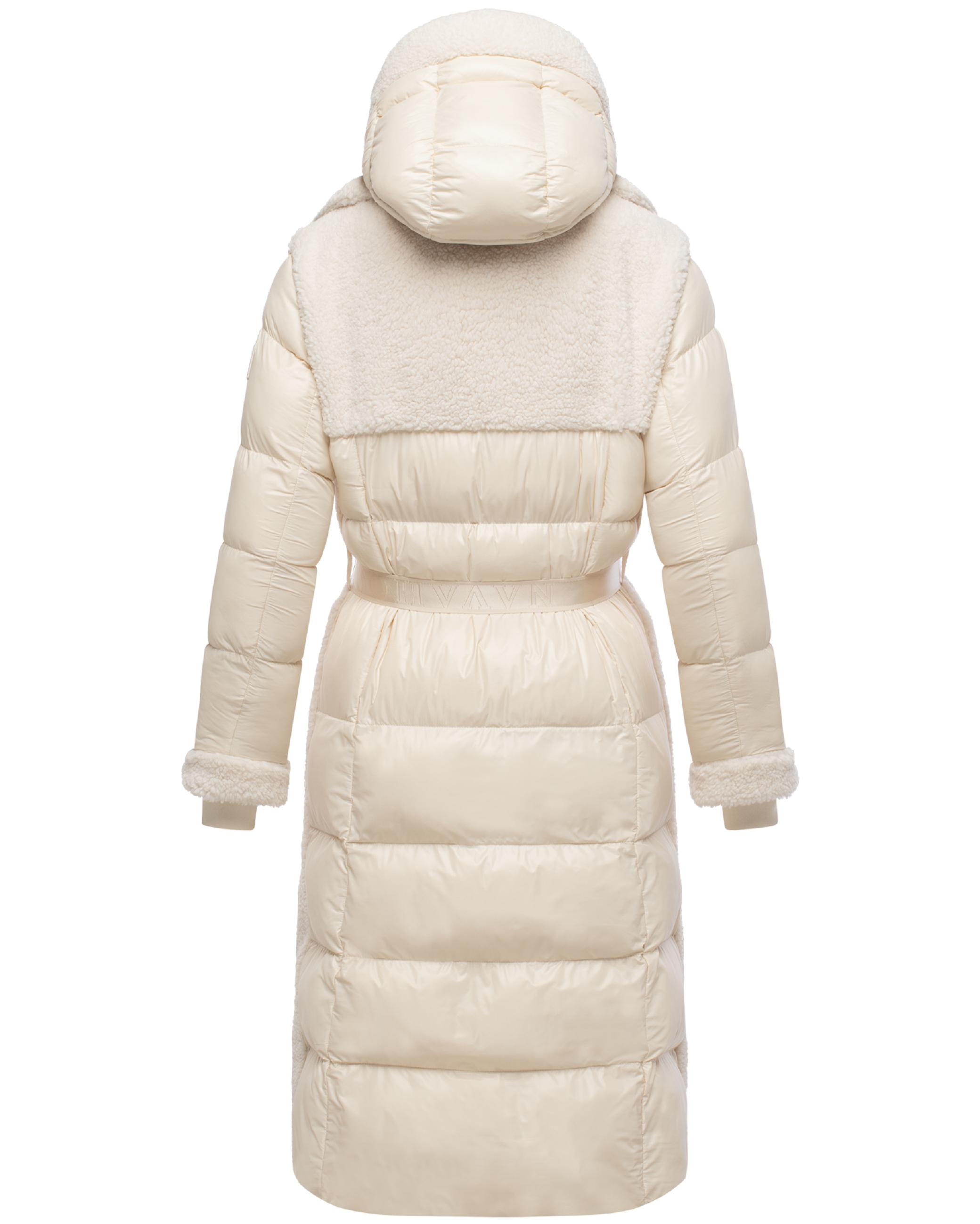 Warmer Materialmix-Mantel Plüschmantel "Kuscheltraum 14" Offwhite