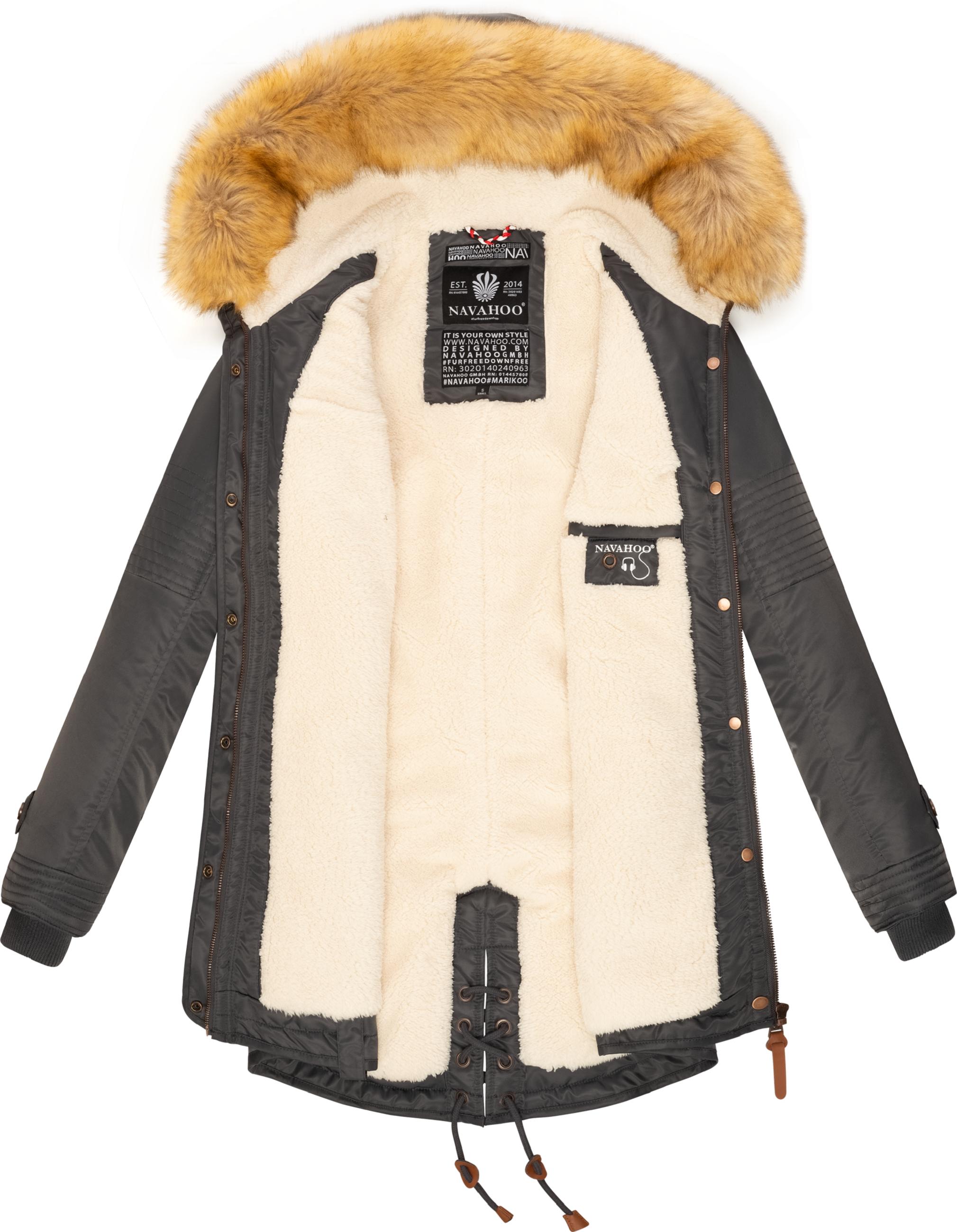 Langer Winterparka mit Kapuze "La Viva" Anthrazit