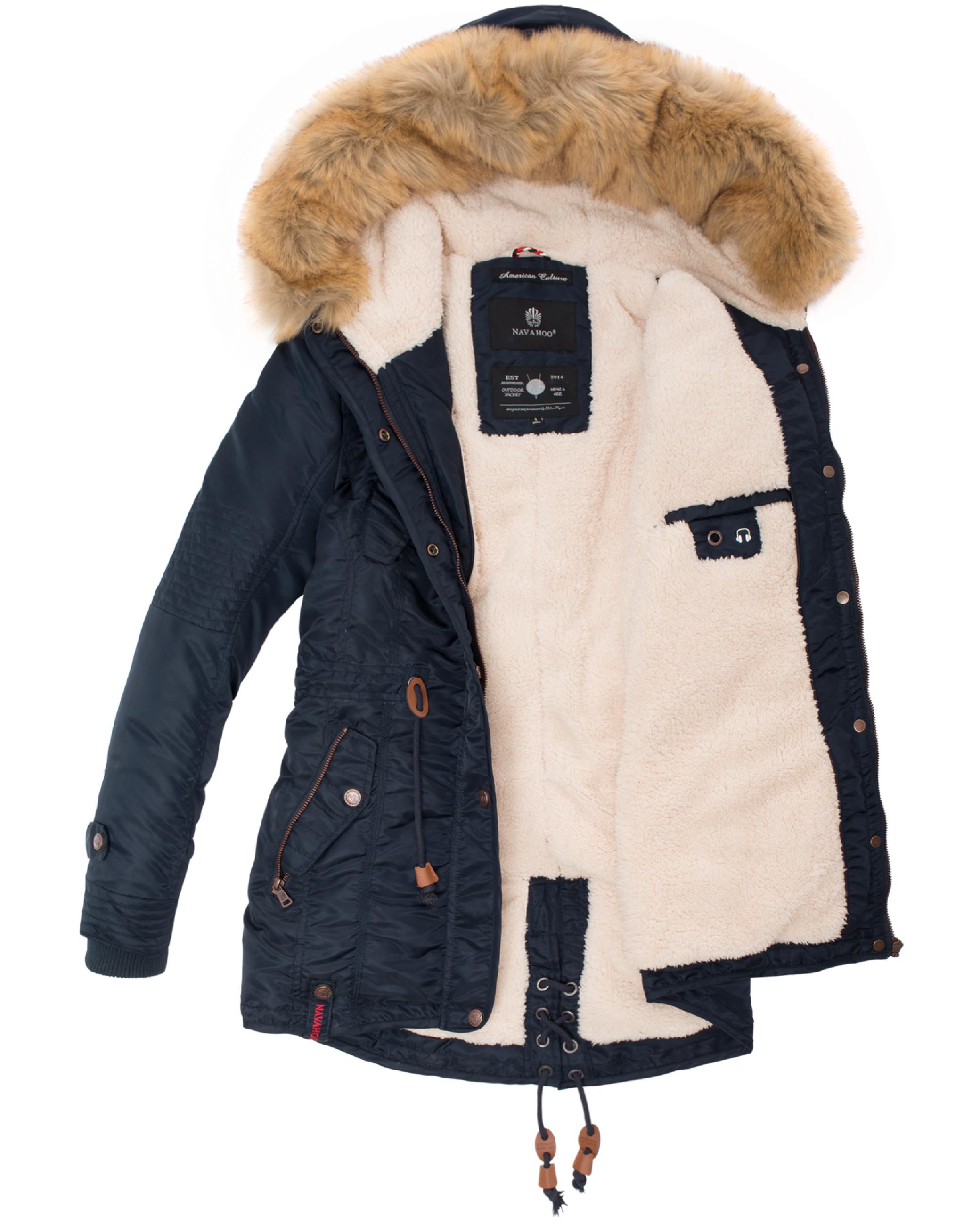 Langer Winterparka mit Kapuze "La Viva" Blau