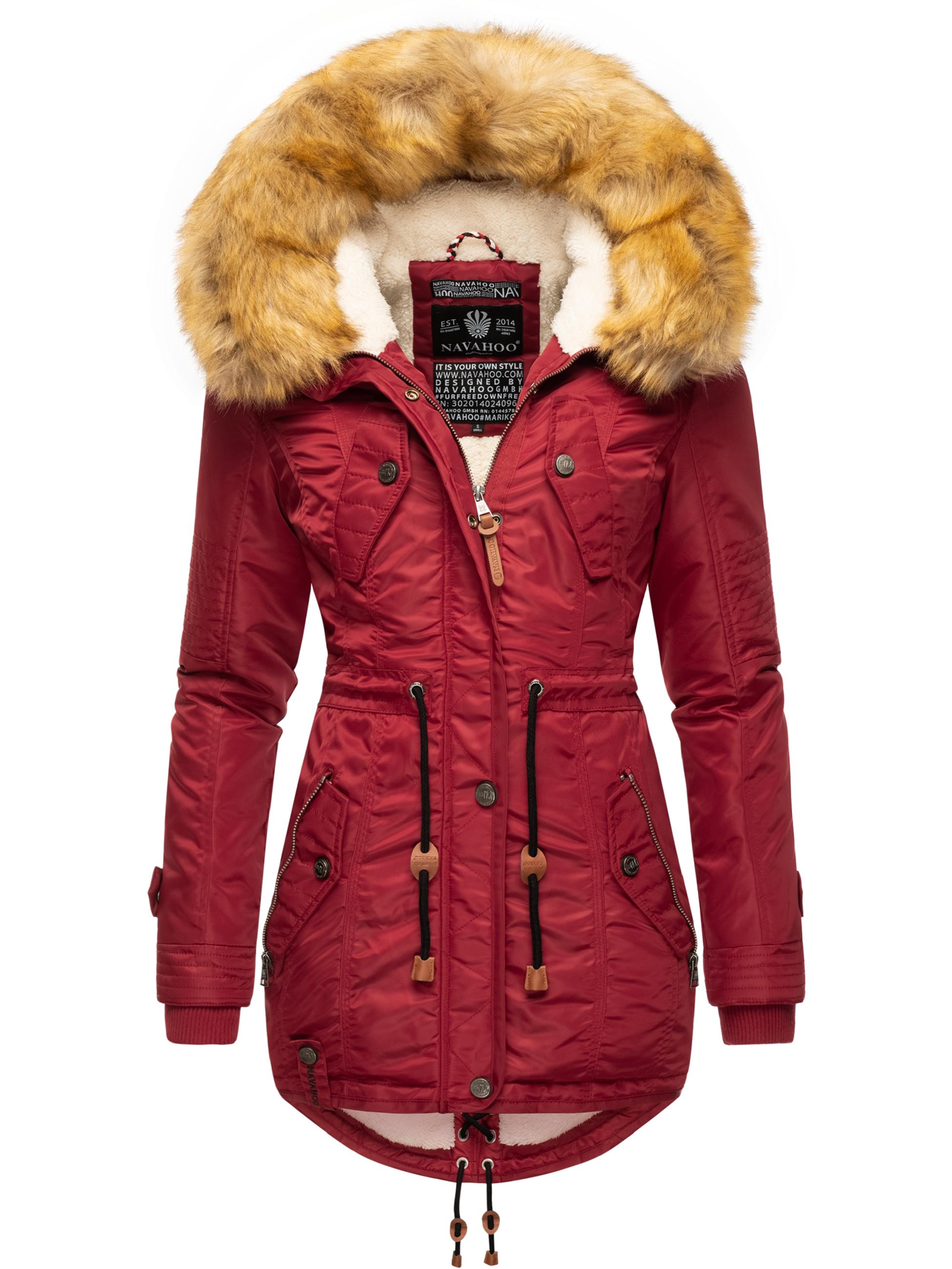 Langer Winterparka mit Kapuze "La Viva" Blood Red