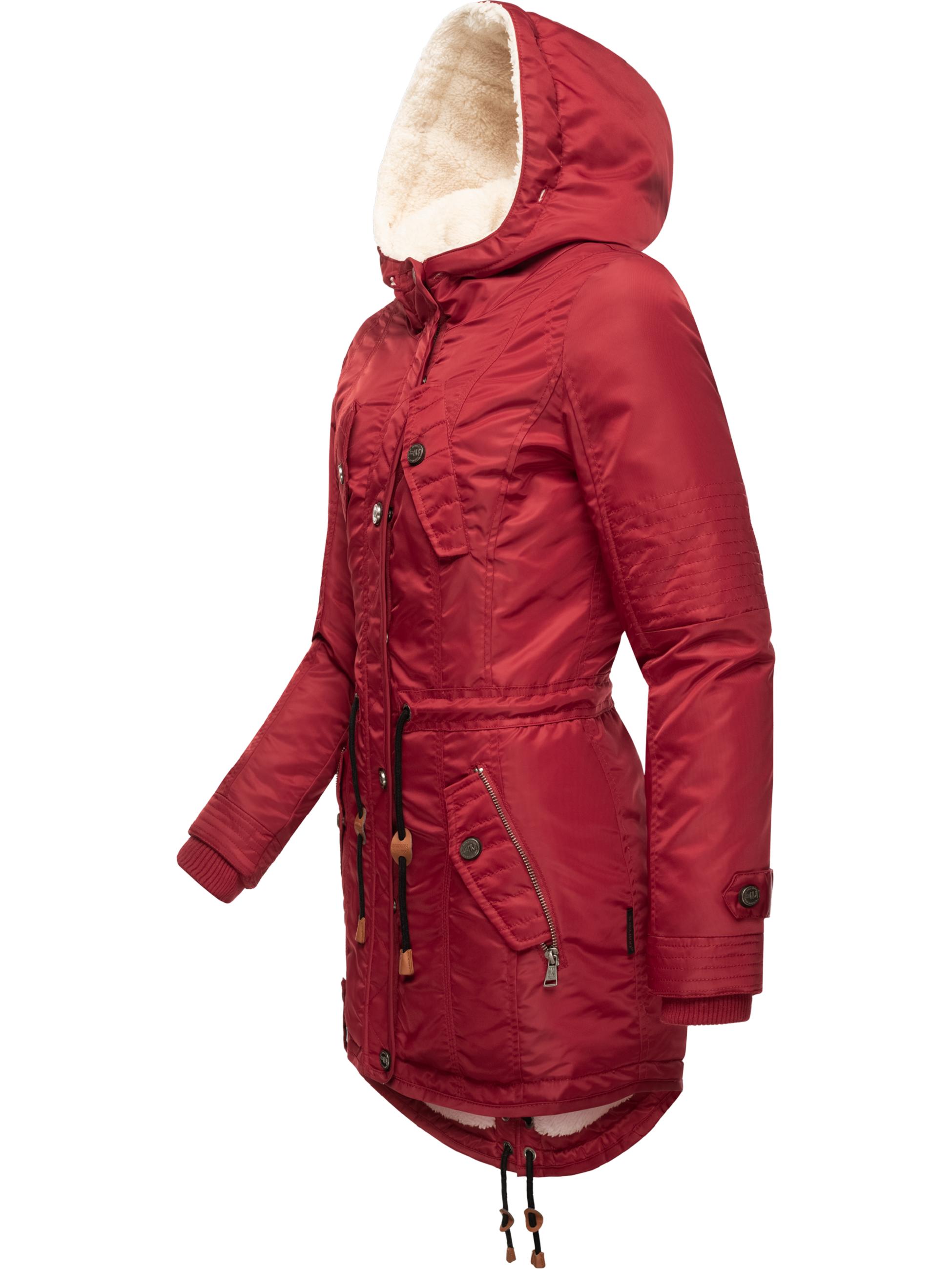 Langer Winterparka mit Kapuze "La Viva" Blood Red