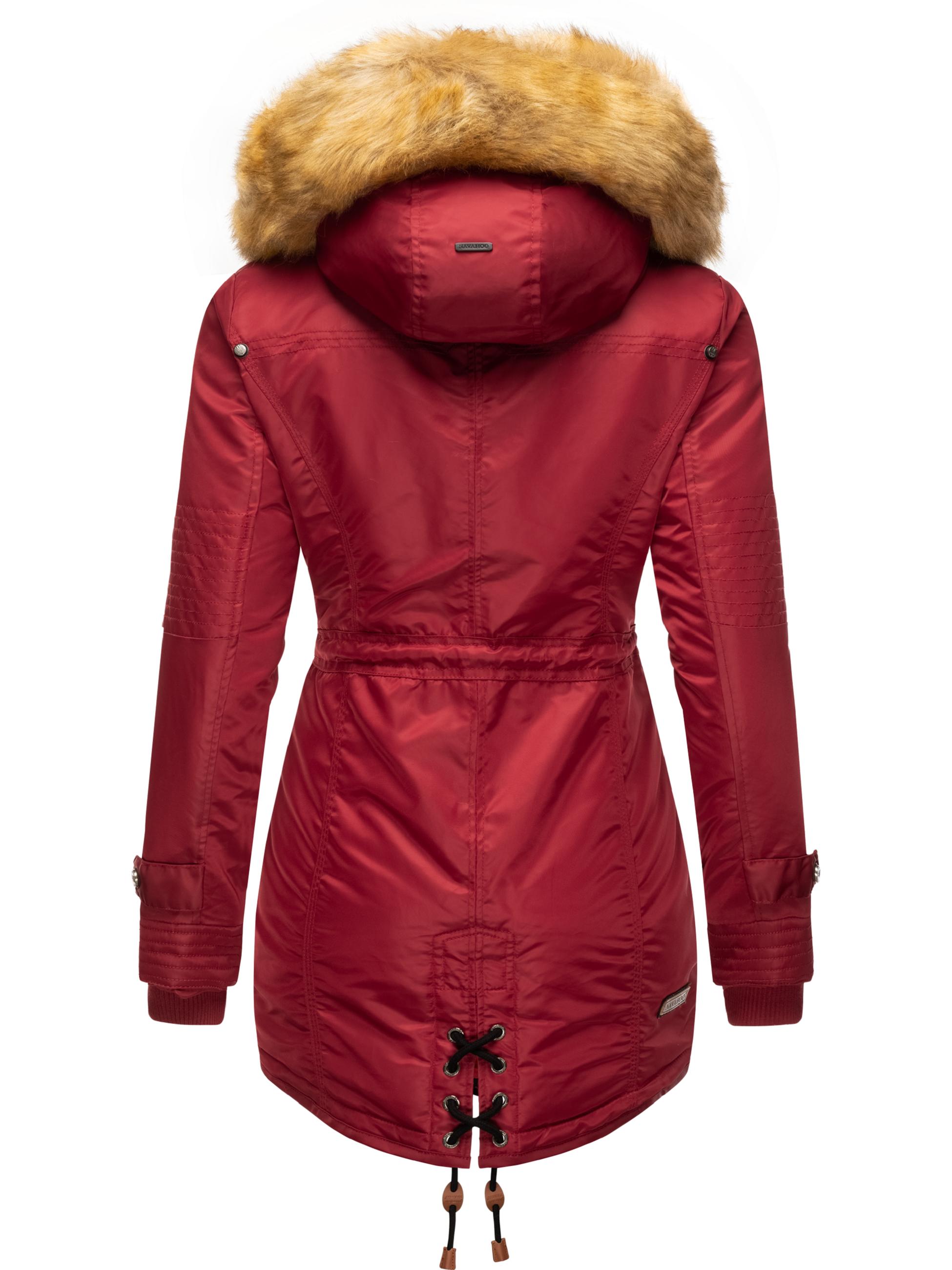 Langer Winterparka mit Kapuze "La Viva" Blood Red