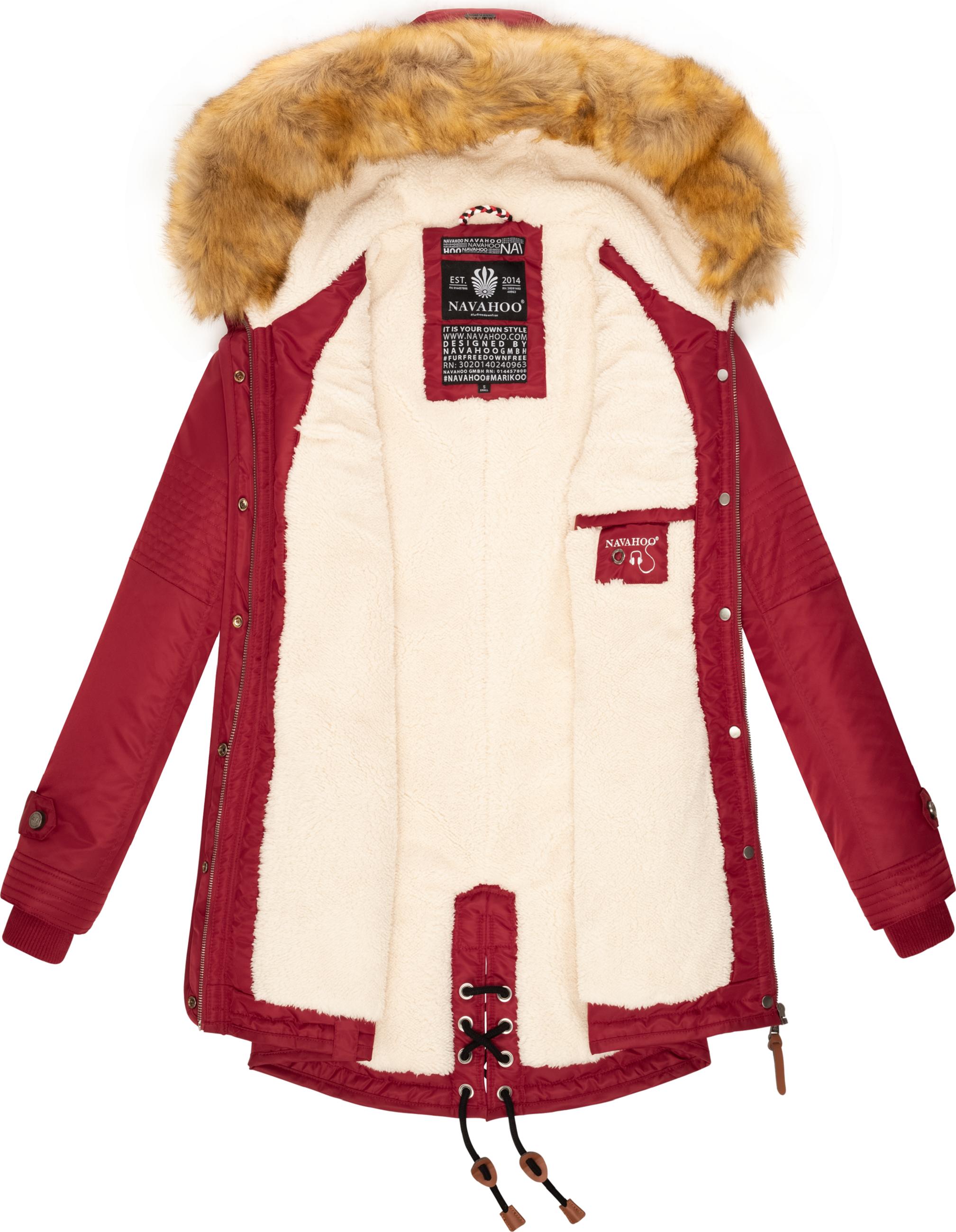 Langer Winterparka mit Kapuze "La Viva" Blood Red