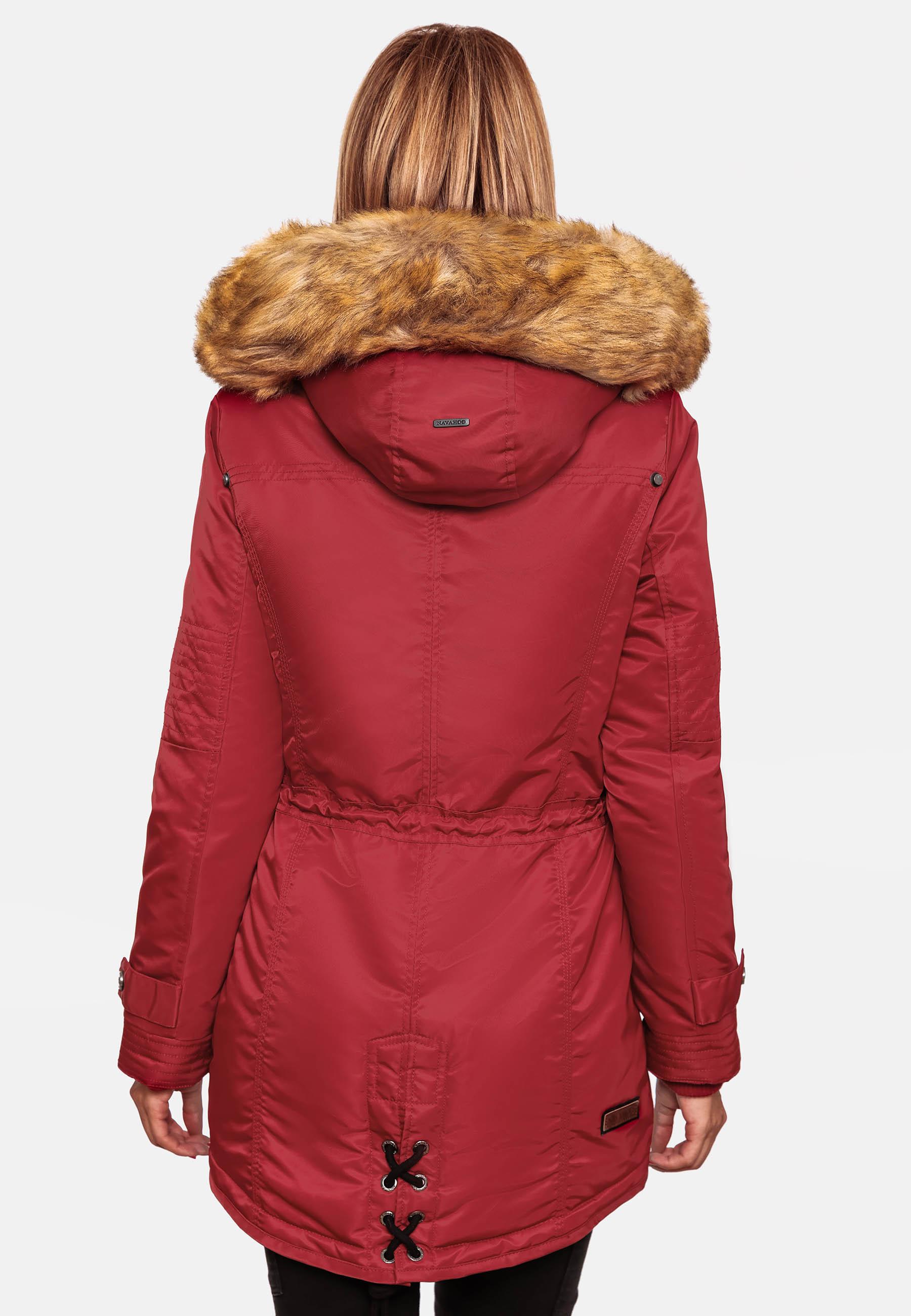 Langer Winterparka mit Kapuze "La Viva" Blood Red