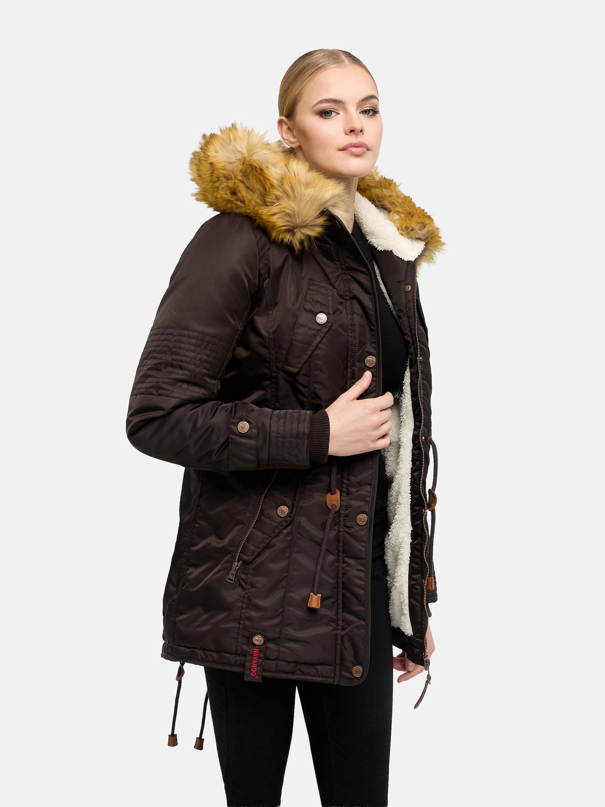 Langer Winterparka mit Kapuze "La Viva" Choco