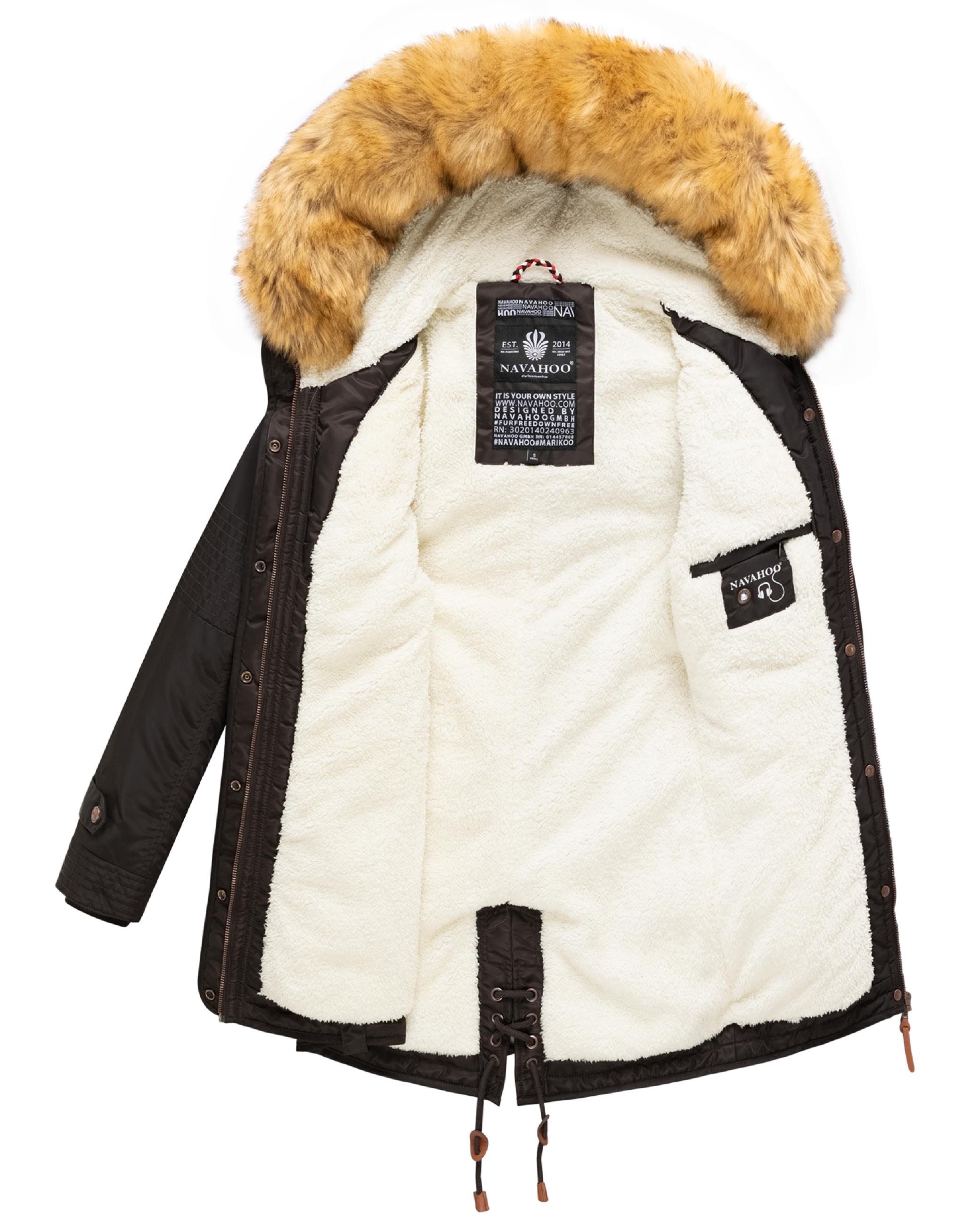 Langer Winterparka mit Kapuze "La Viva" Choco