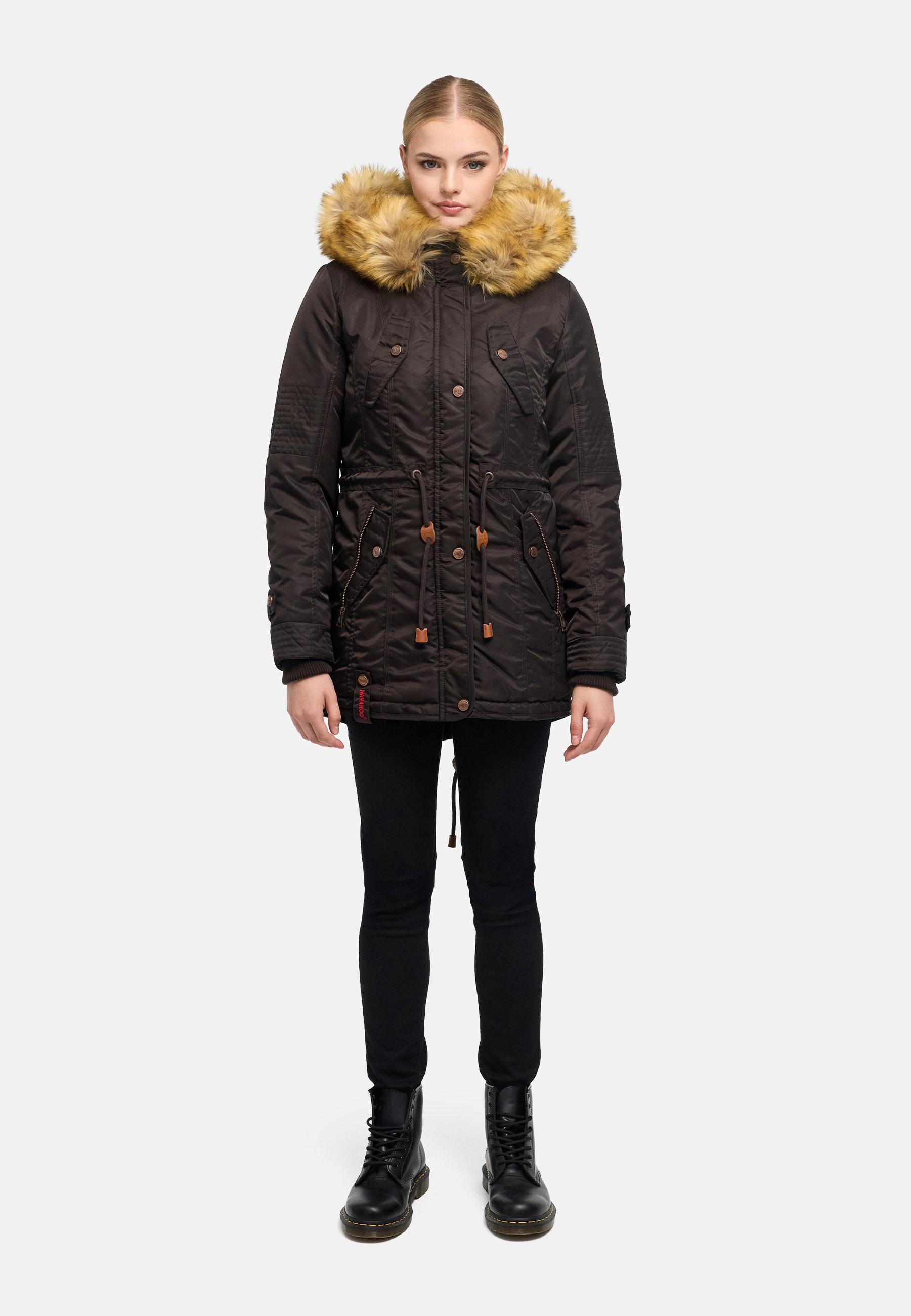 Langer Winterparka mit Kapuze "La Viva" Choco