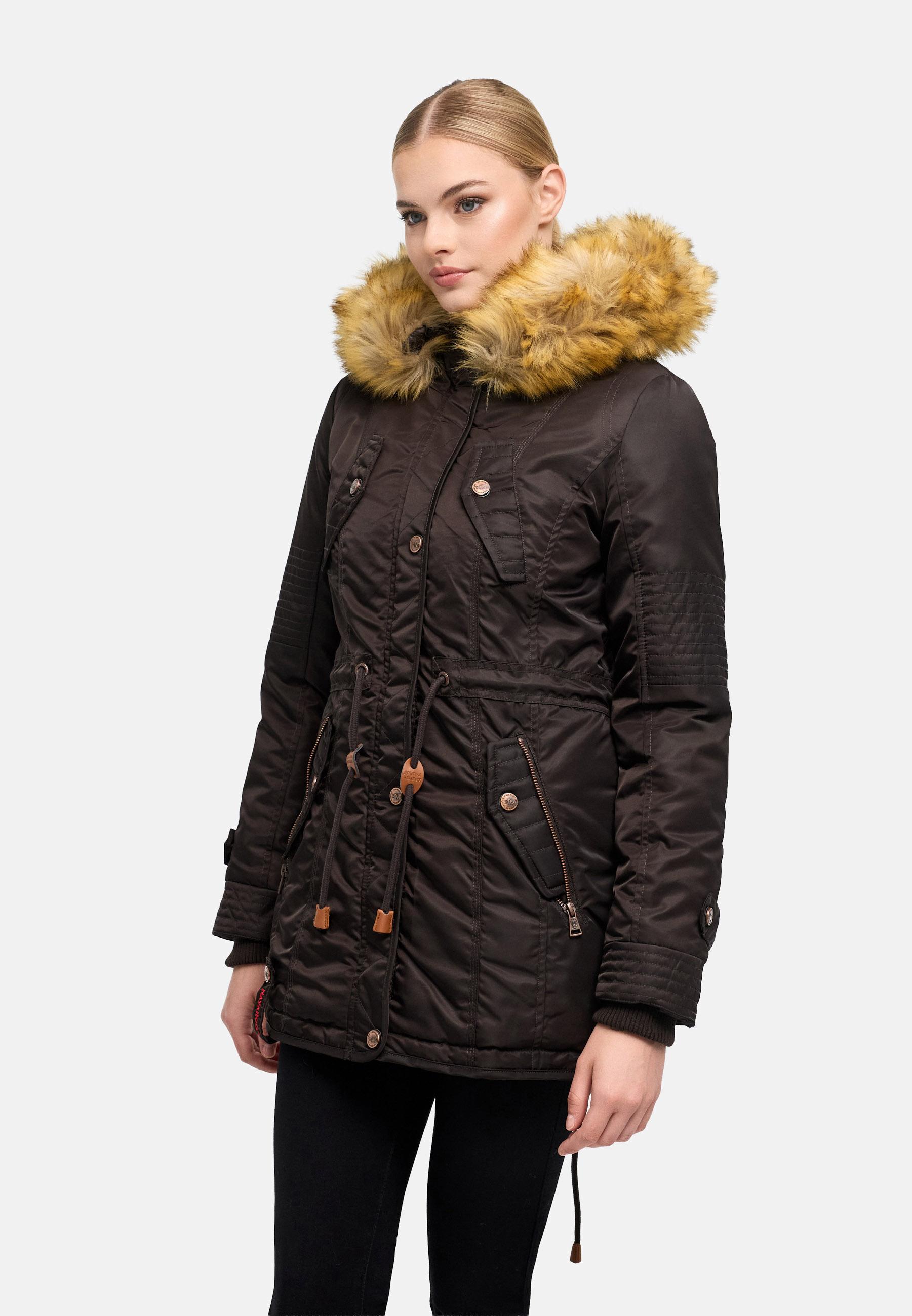 Langer Winterparka mit Kapuze "La Viva" Choco