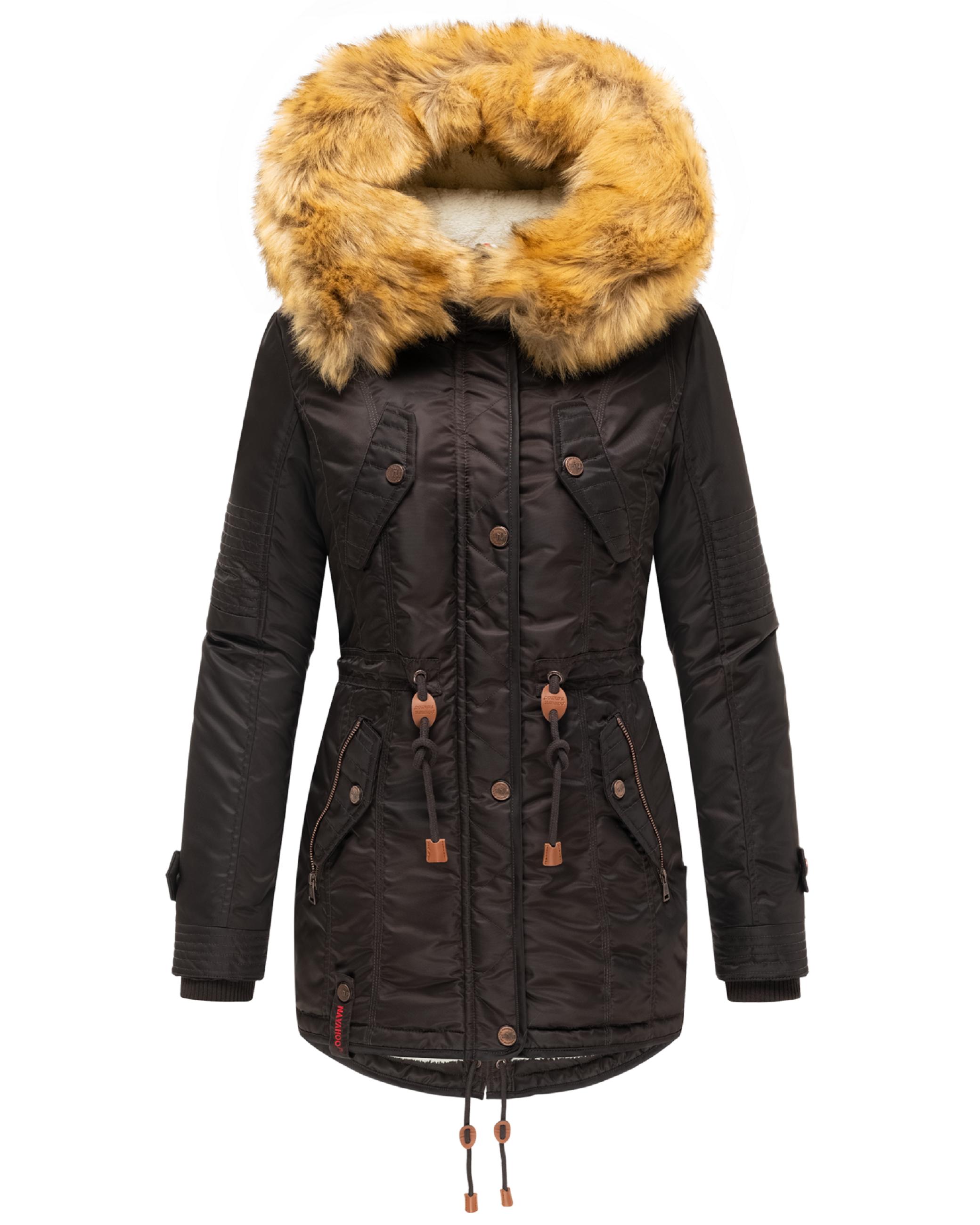 Langer Winterparka mit Kapuze "La Viva" Choco