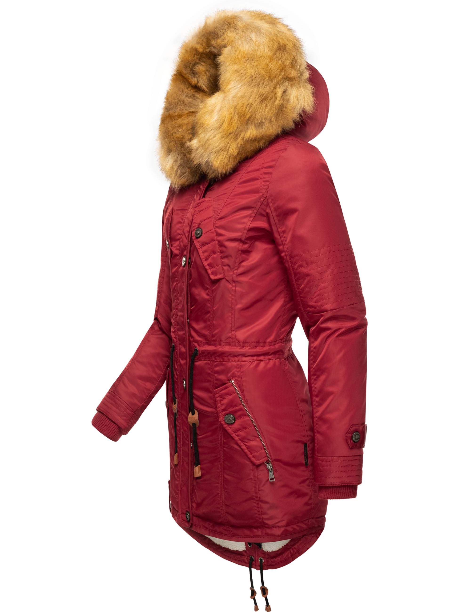 Langer Winterparka mit Kapuze "La Viva" Dark Red