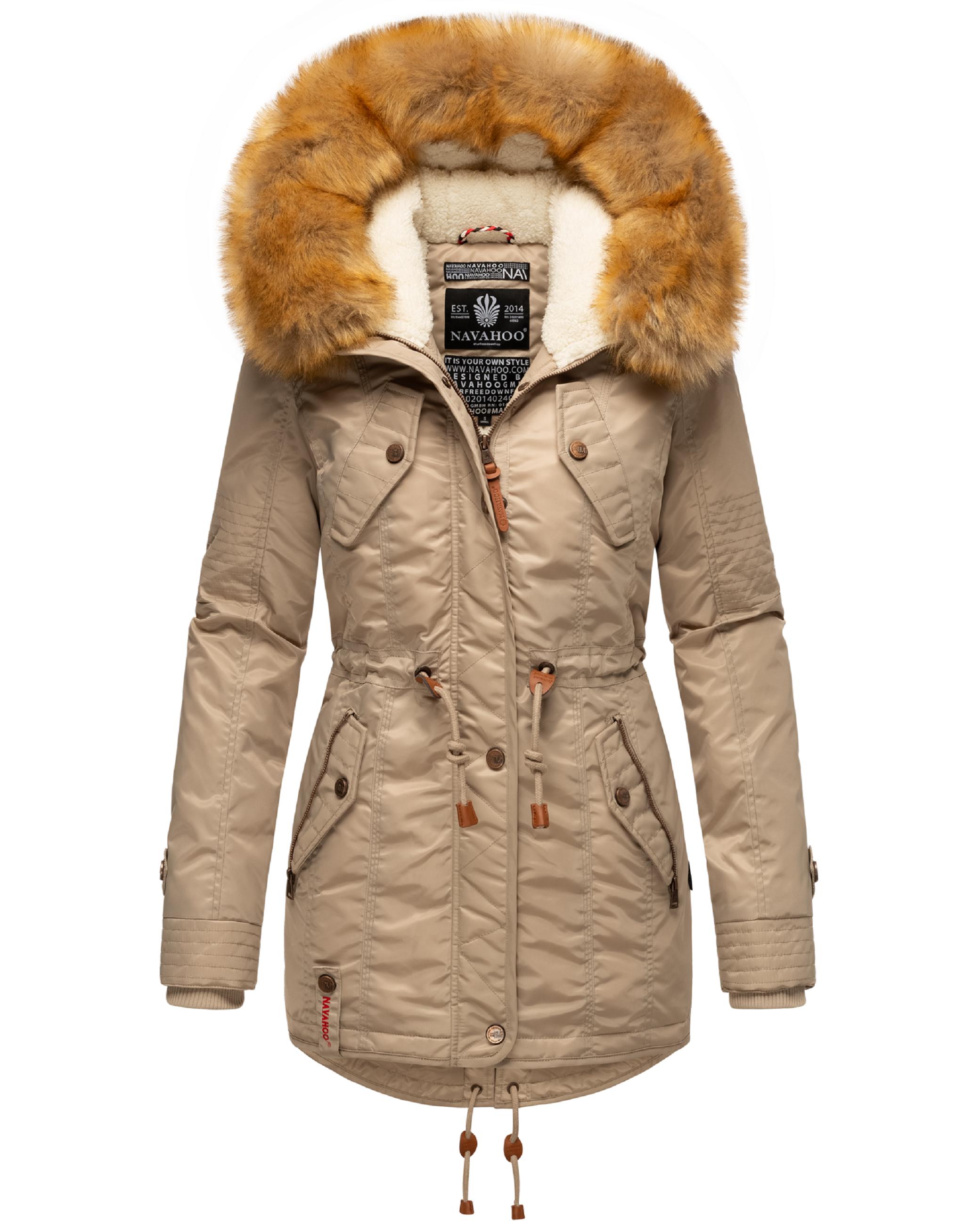 Langer Winterparka mit Kapuze "La Viva" Light Taupe